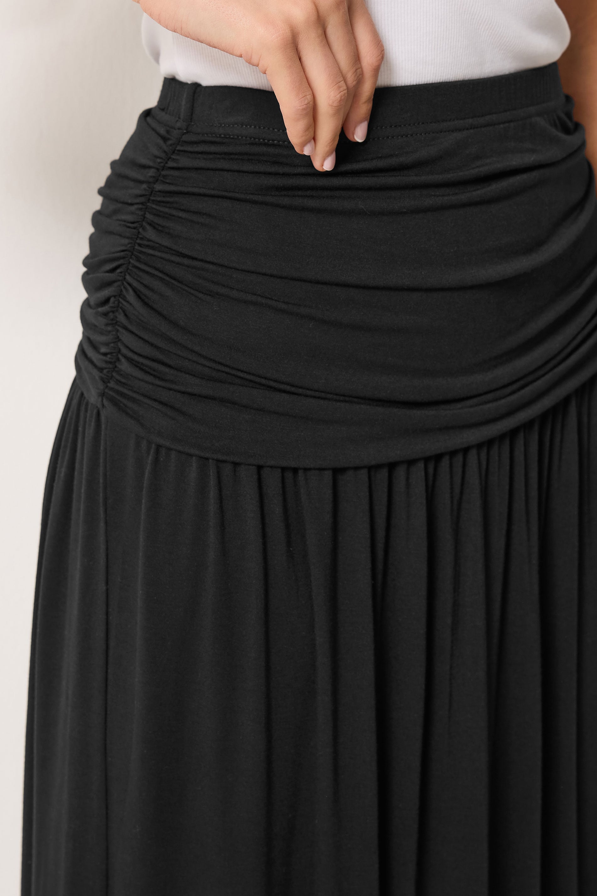 LTS Tall Women's Black Ruched Waist Maxi Skirt | Long Tall Sally 4