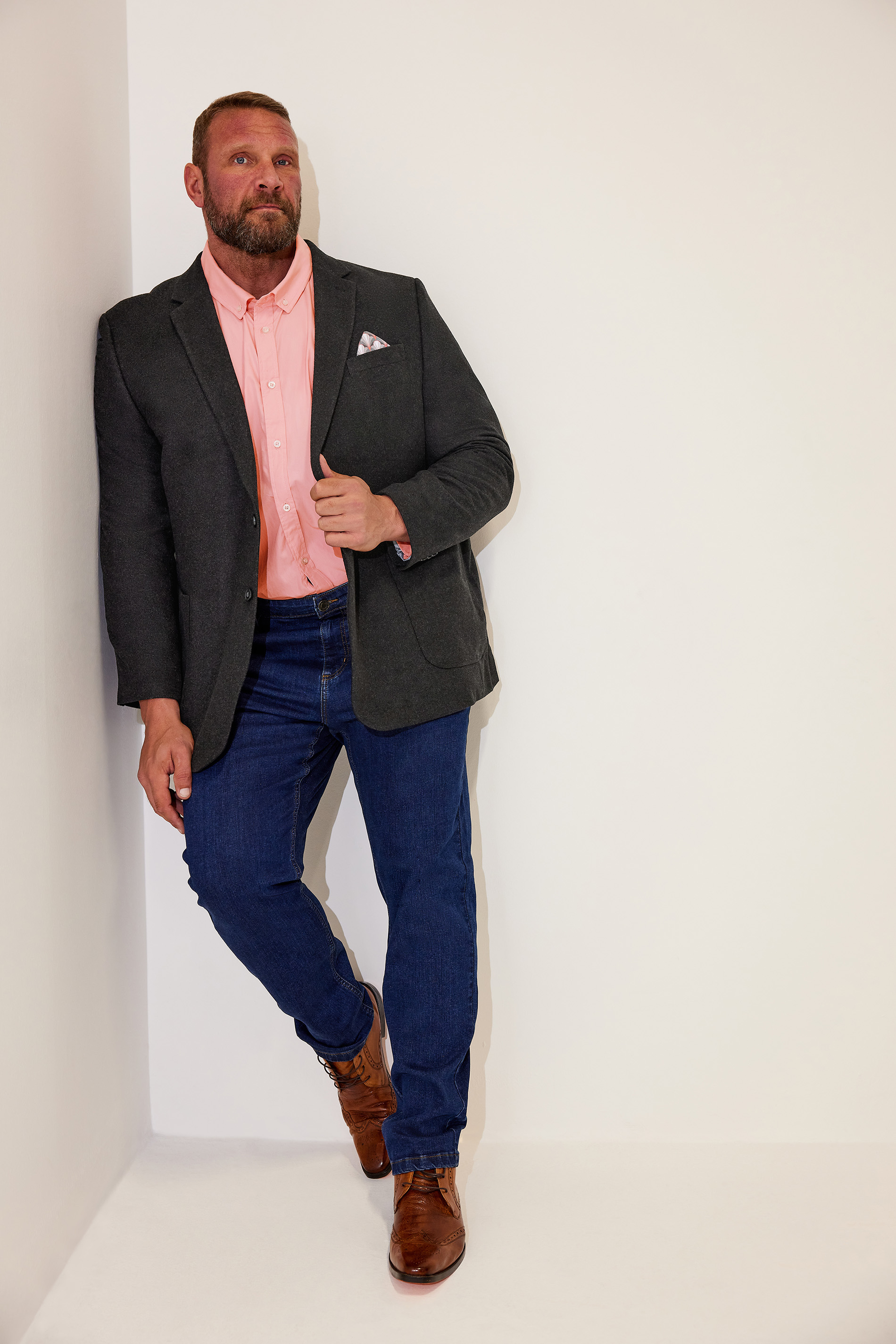 BadRhino Big & Tall Grey Tweed Wool Mix Suit Jacket | BadRhino 3