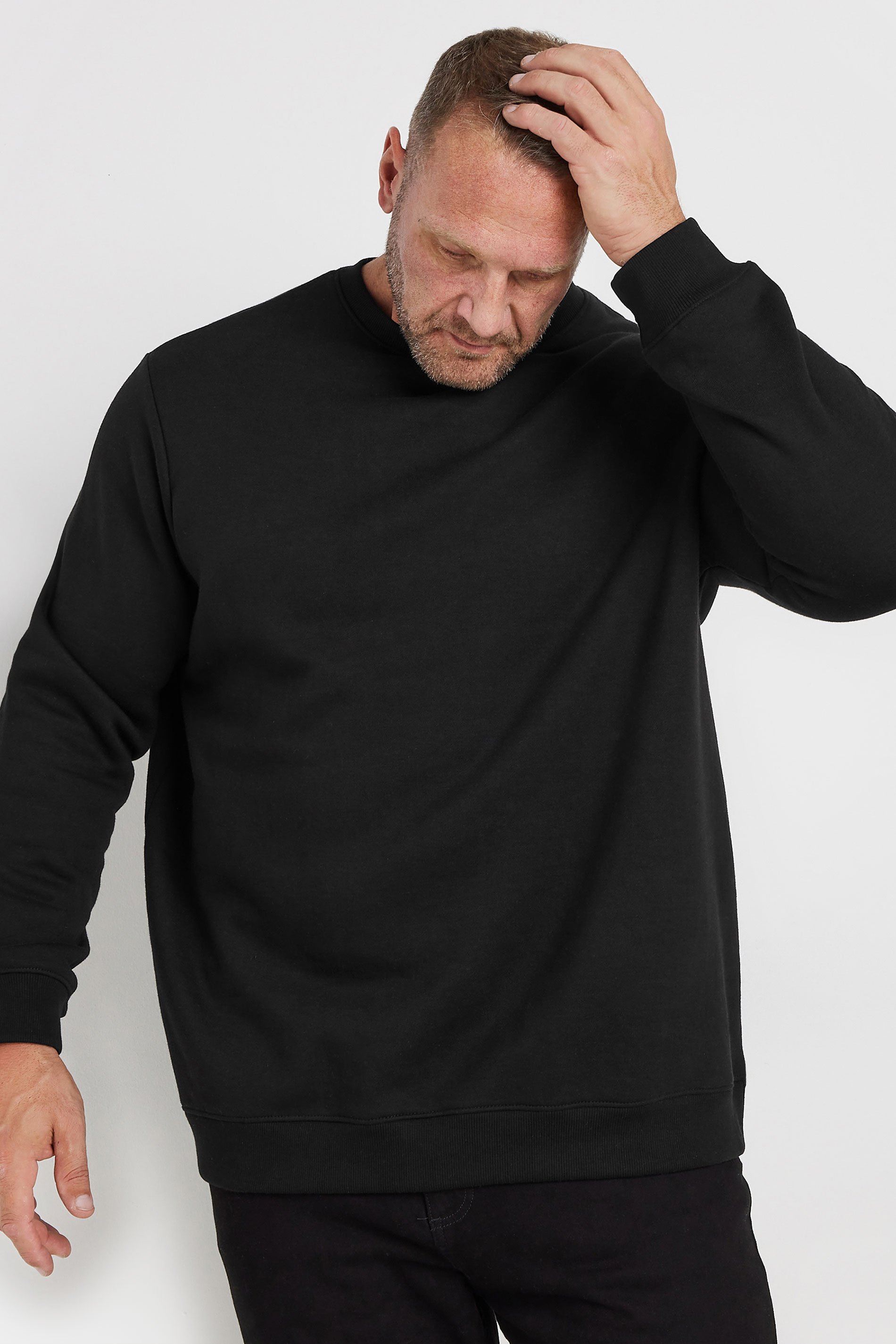 BadRhino Big & Tall Black Premium Crew Neck Sweatshirt | BadRhino 2