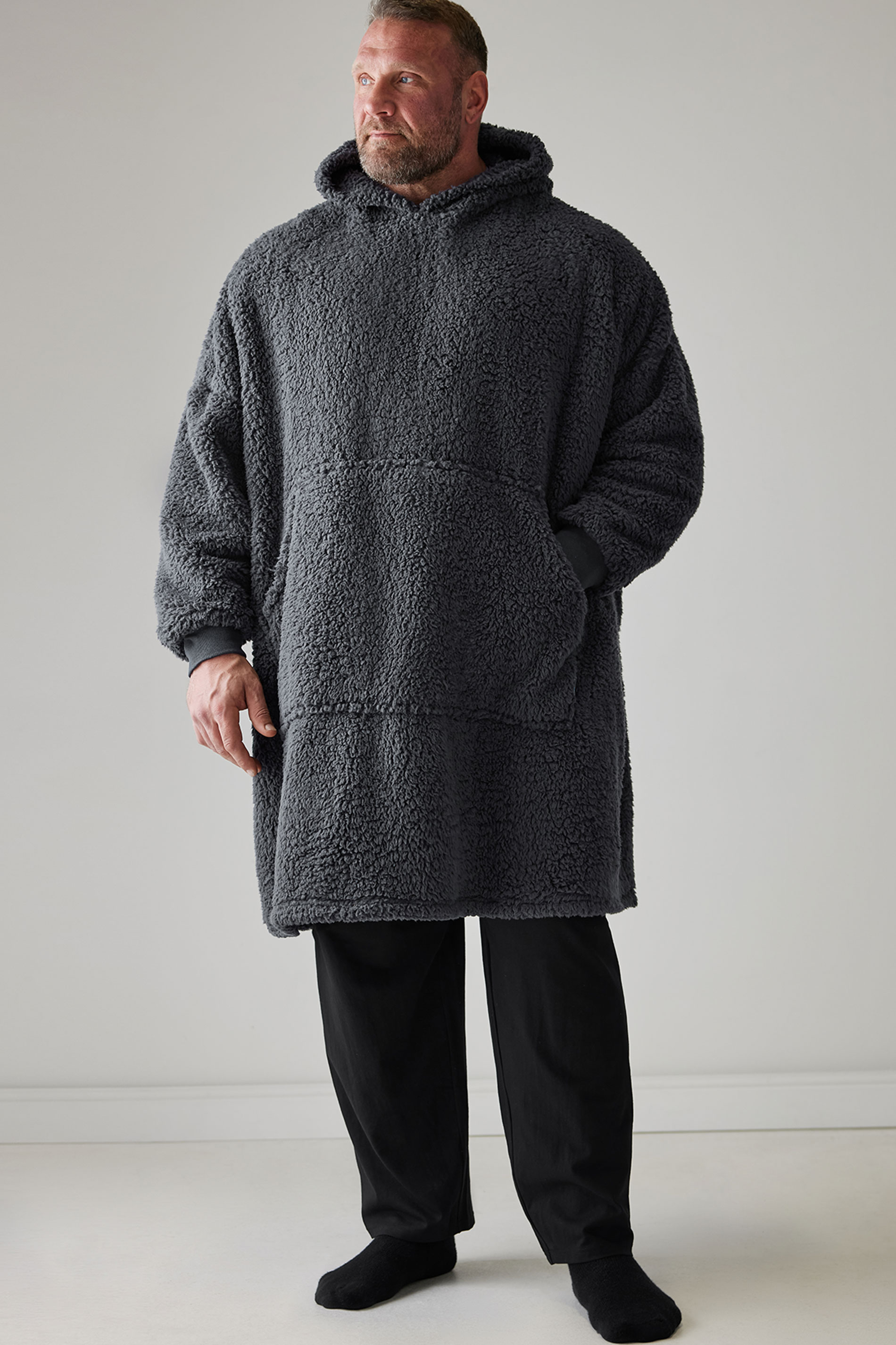 BadRhino Big & Tall Charcoal Grey Super Soft Blanket Hoodie | BadRhino 3