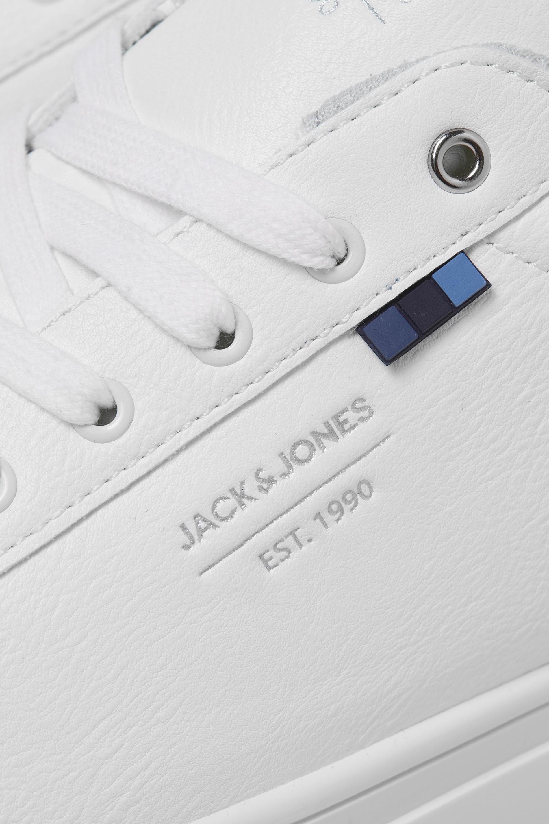 JACK & JONES Big & Tall White PU Lace Up Trainers | BadRhino 6