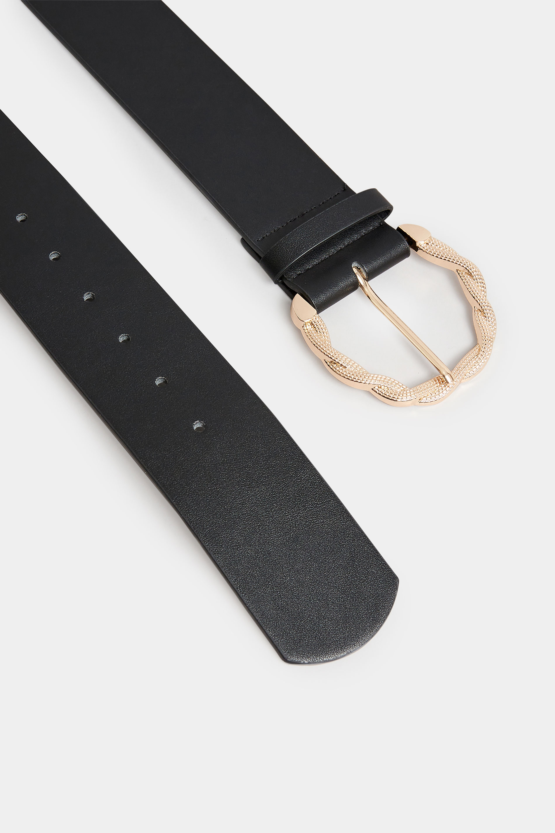 Black & Gold Rope Twist Wide Buckle Belt | Yours Clothing 4