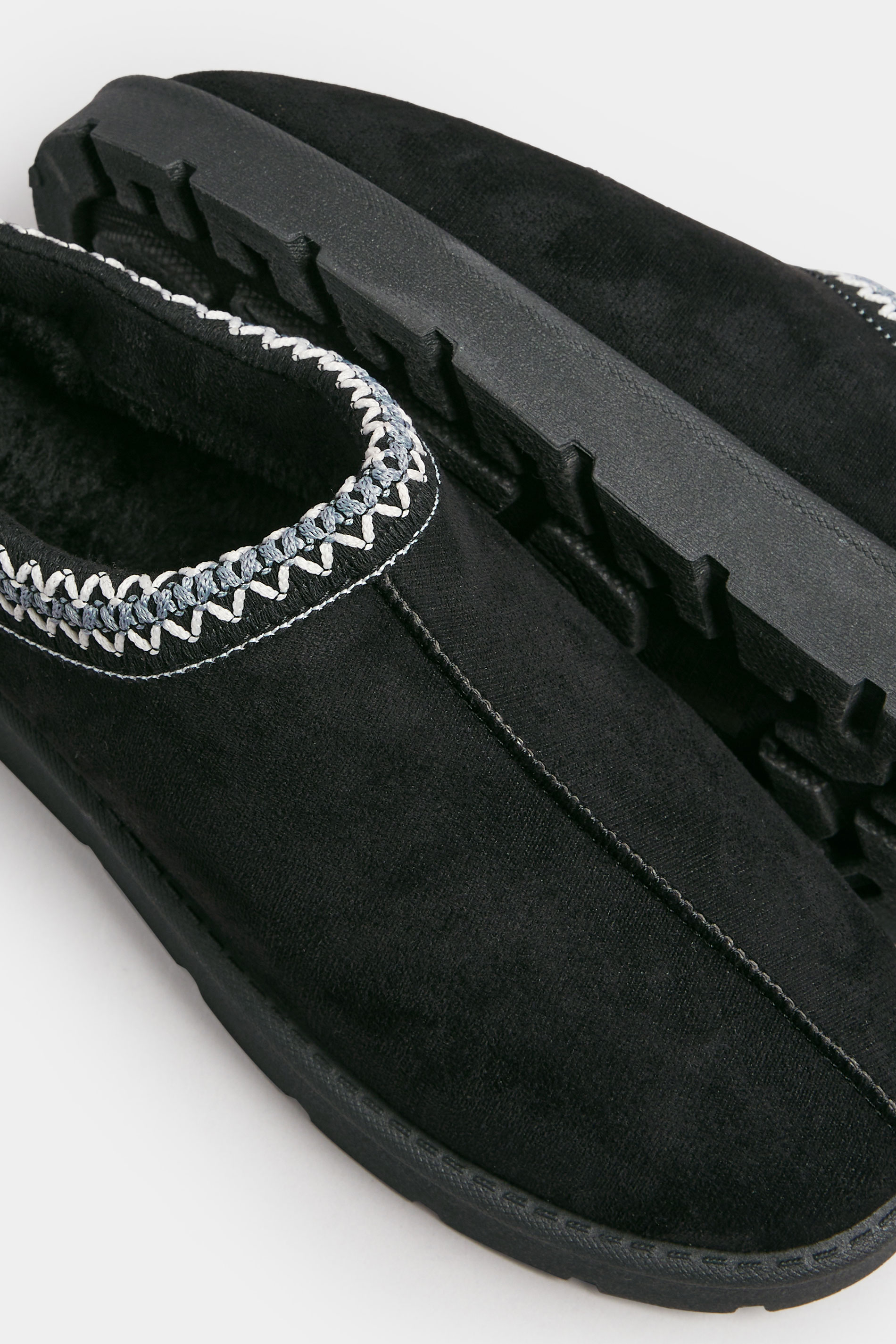 Black & Blue Faux Suede Embroidered Mules In Standard Fit | Yours Clothing 4