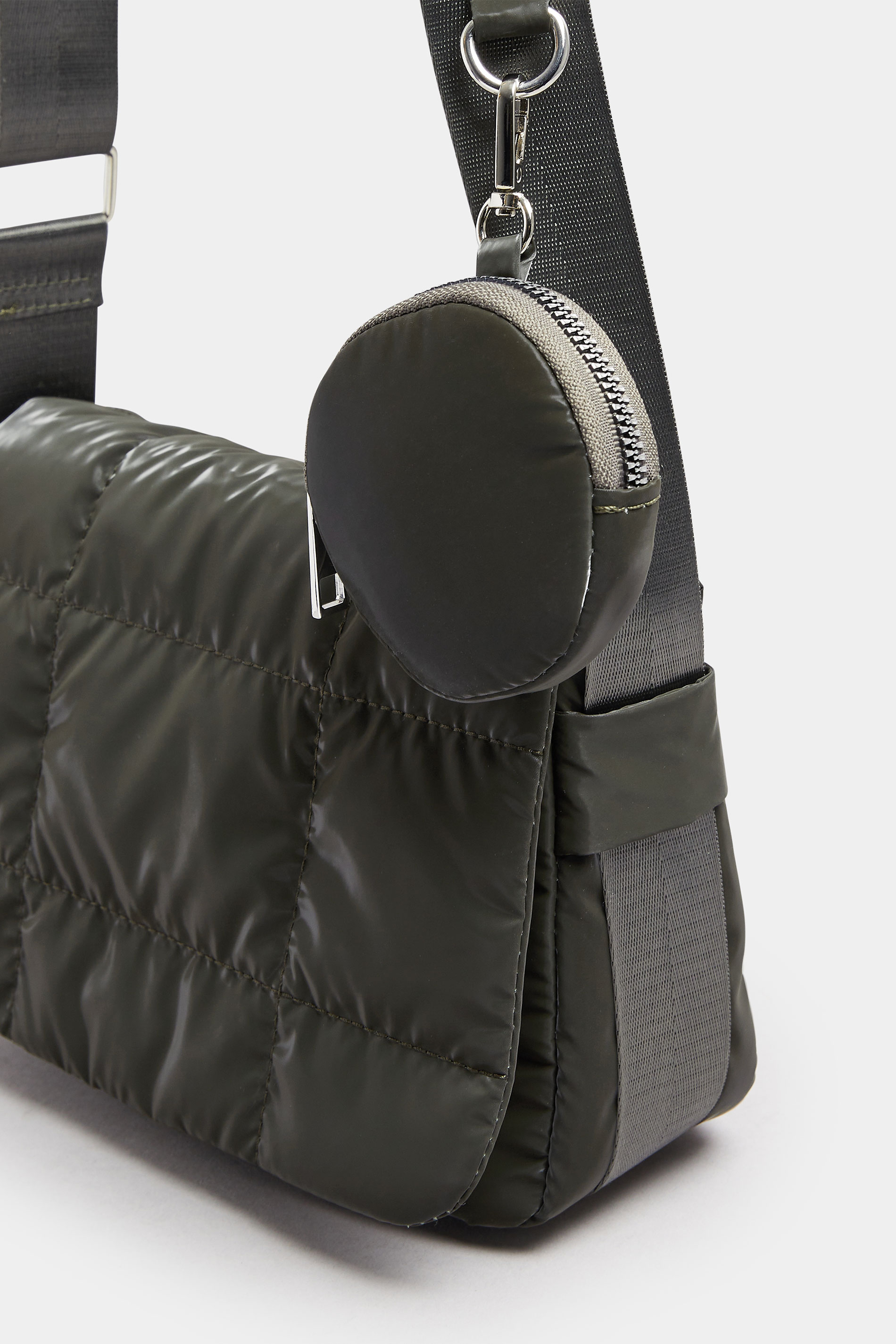 Khaki Green Quilted Cross Body Bag | Yours Clothing 2