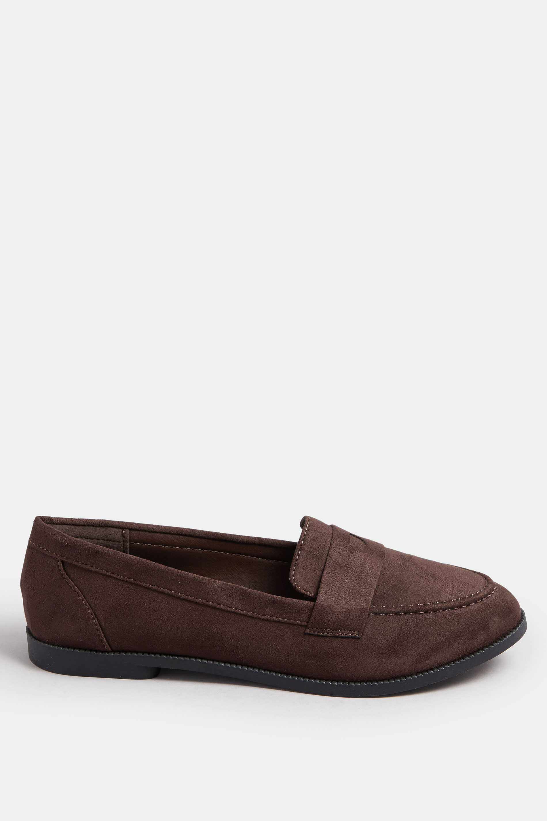 Chocolate Brown Suede Loafers In Wide E Fit | Yours Clothing 3