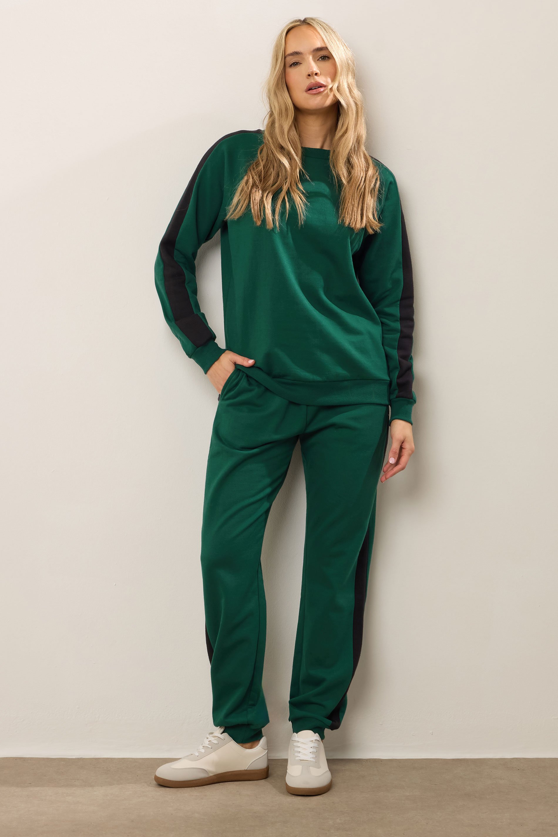 LTS Tall Green Colour Block Cuffed Joggers | Long Tall Sally 1