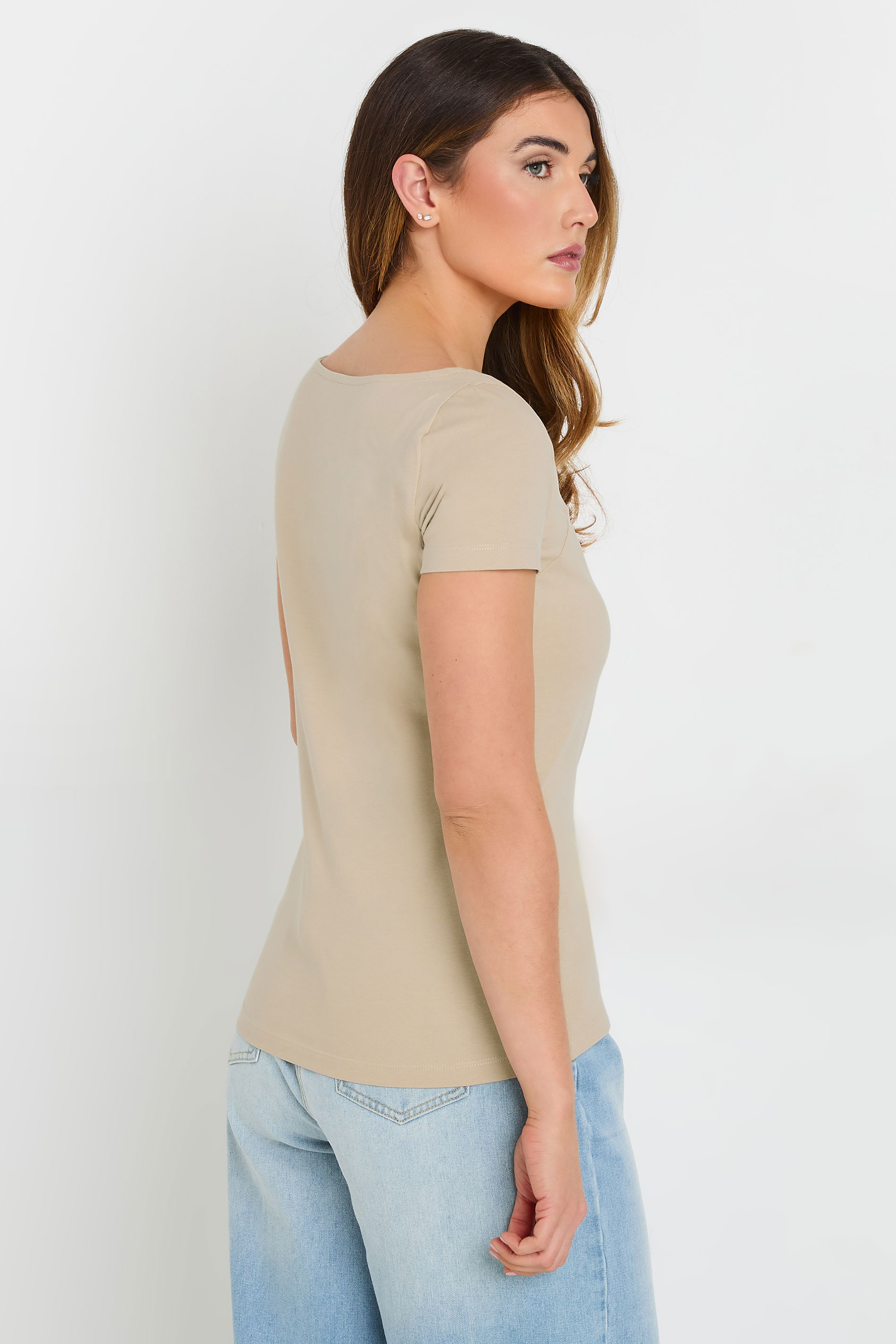 LTS Tall 2 PACK Beige Brown & Red Fitted Square Neck Tops | Long Tall Sally 5