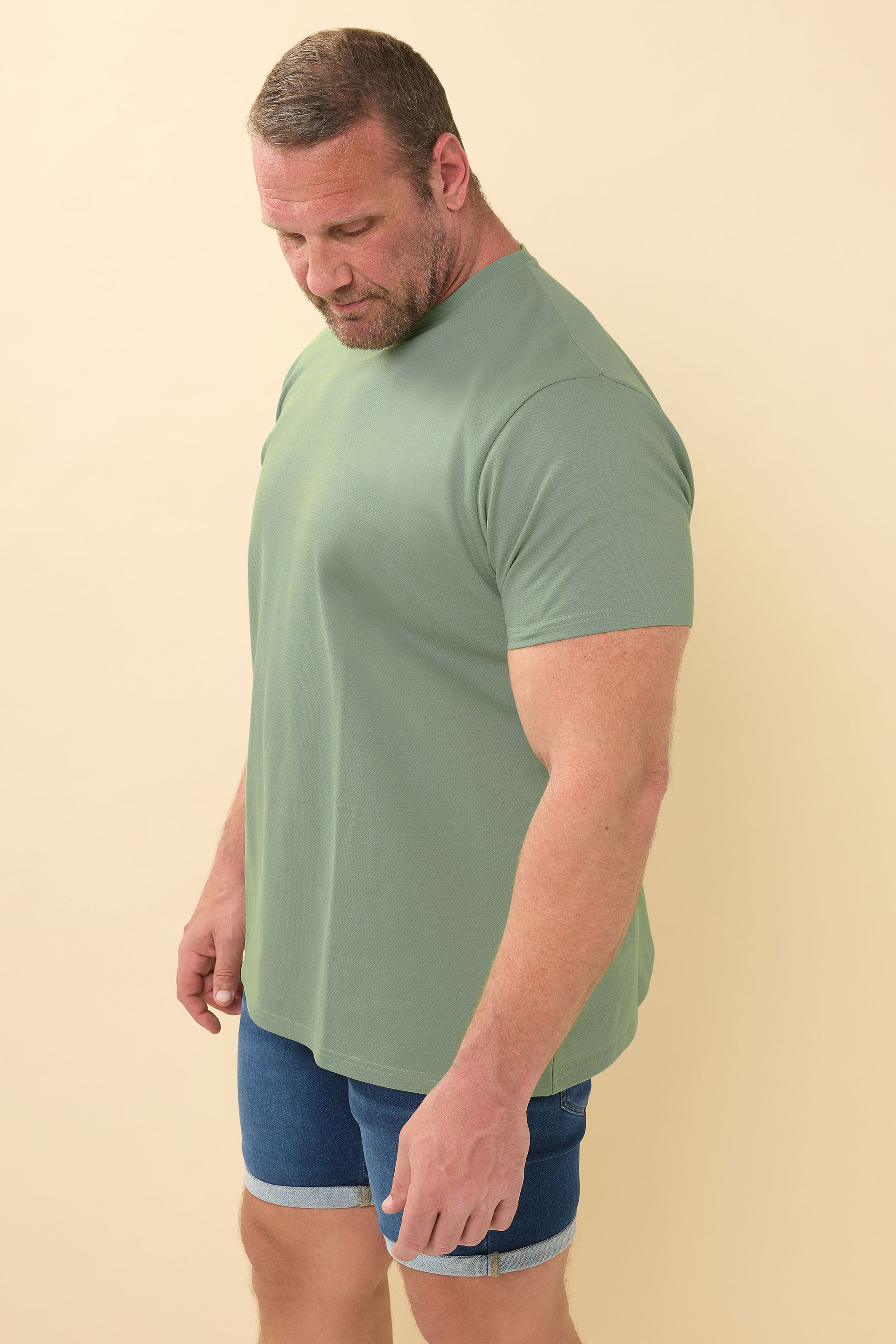 BadRhino Big & Tall Sage Green Textured T-Shirt | BadRhino 4