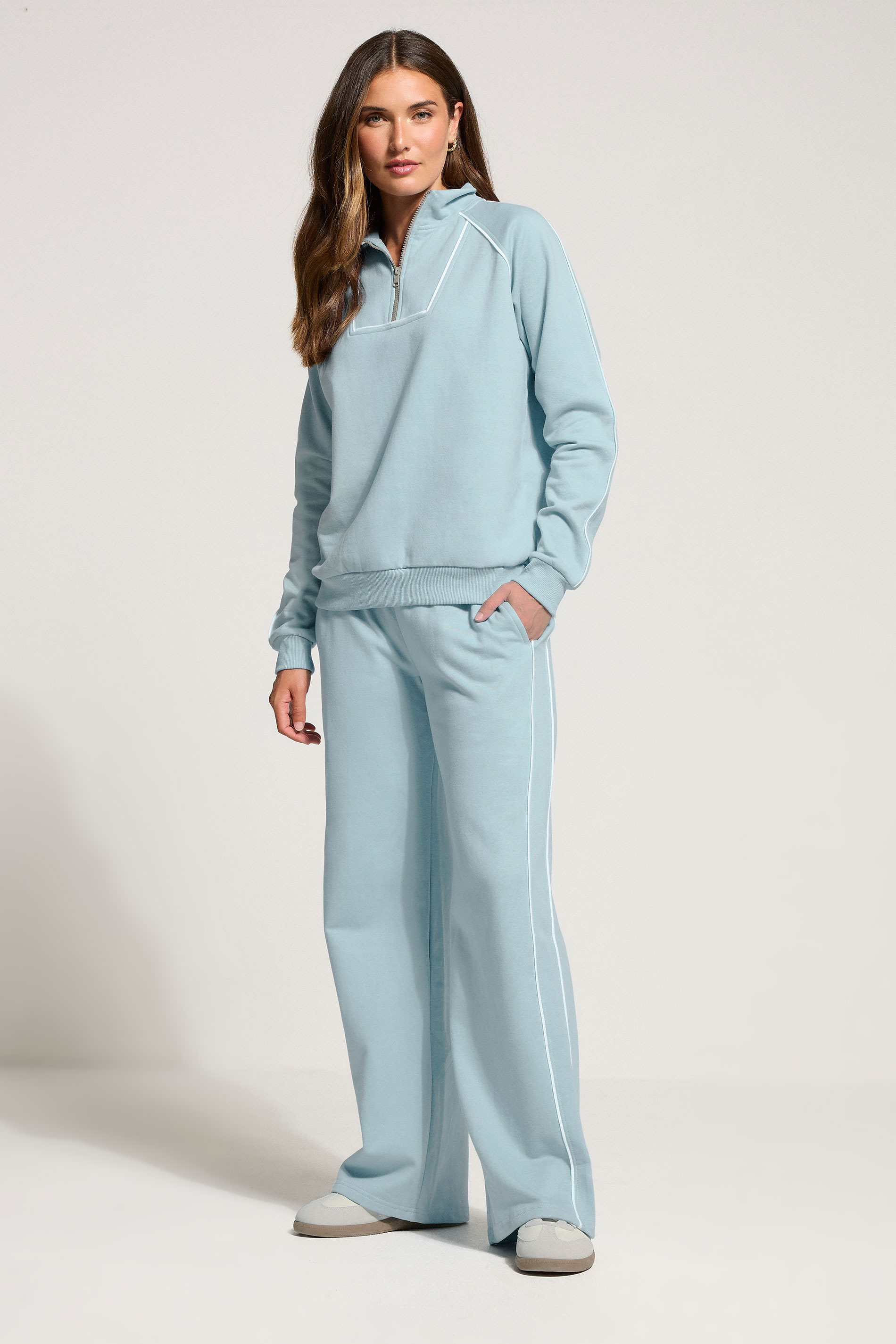 LTS Tall Blue Piped Wide Leg Joggers | Long Tall Sally 2