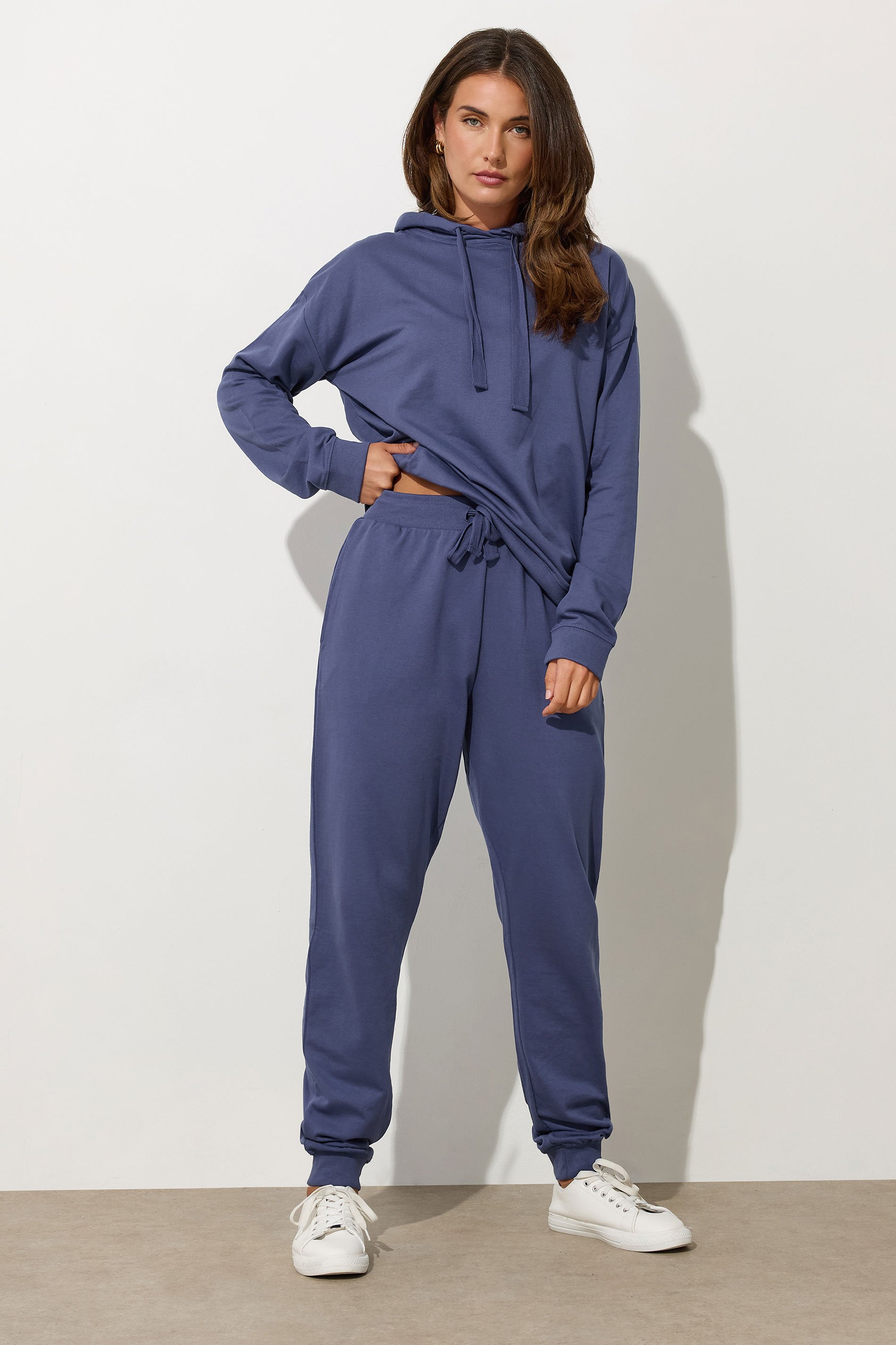 LTS Tall Blue Jersey Drawcord Cuffed Joggers | Long Tall Sally 1