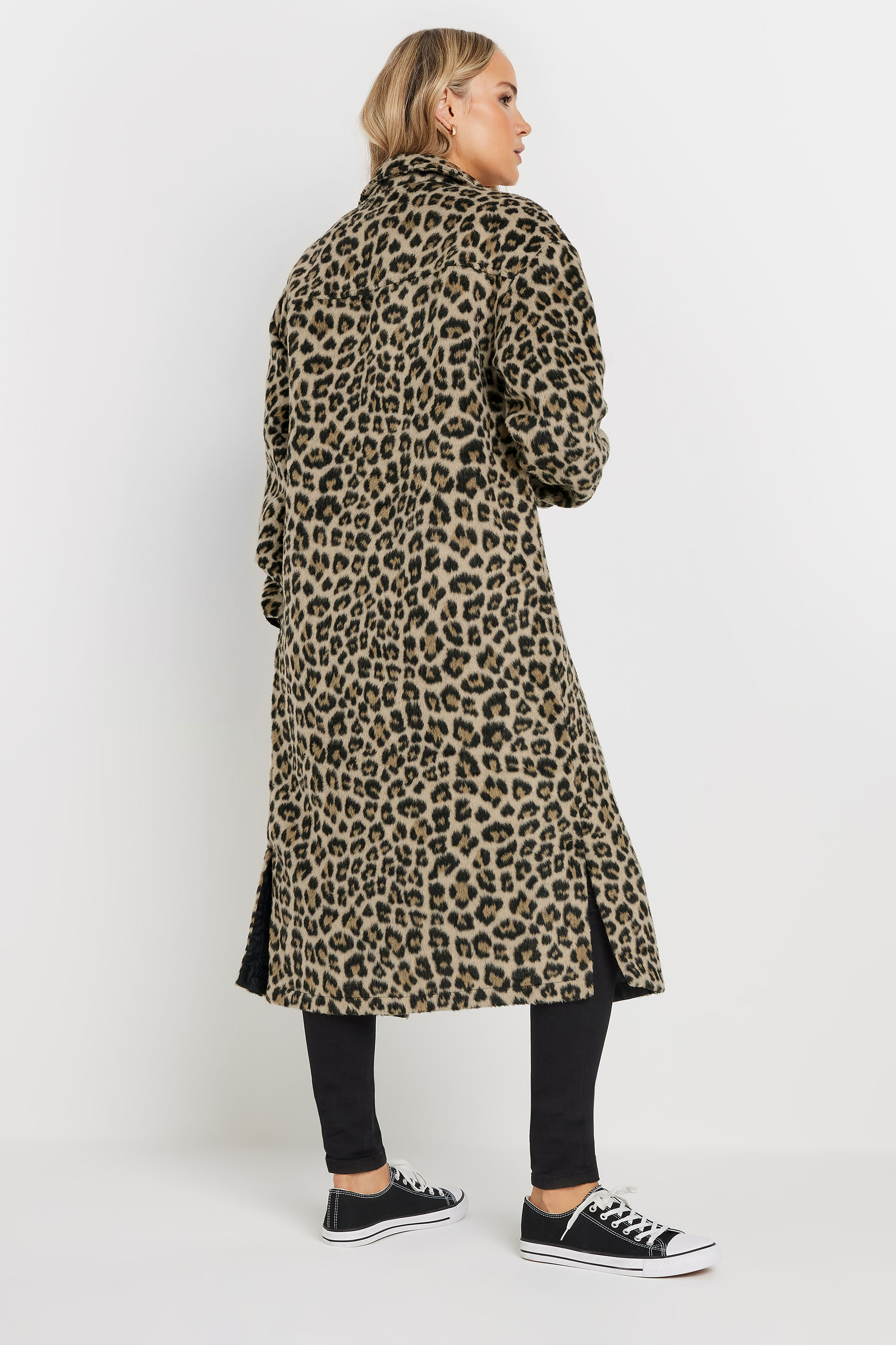 LTS Tall Beige Brown Leopard Print Longline Shacket | Long Tall Sally 4