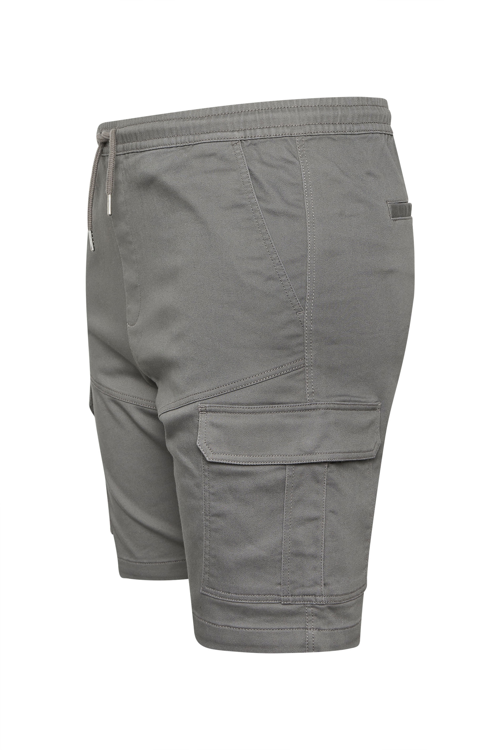BadRhino Big & Tall Charcoal Grey Elasticated Waist Stretch Cargo Shorts | BadRhino 7