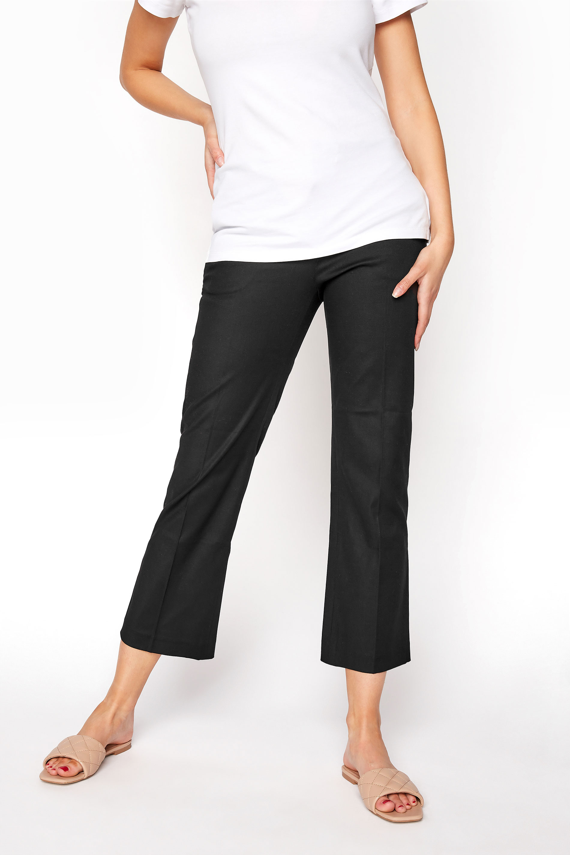 Black Smart Cotton Sateen Ankle Grazer Trouser 2