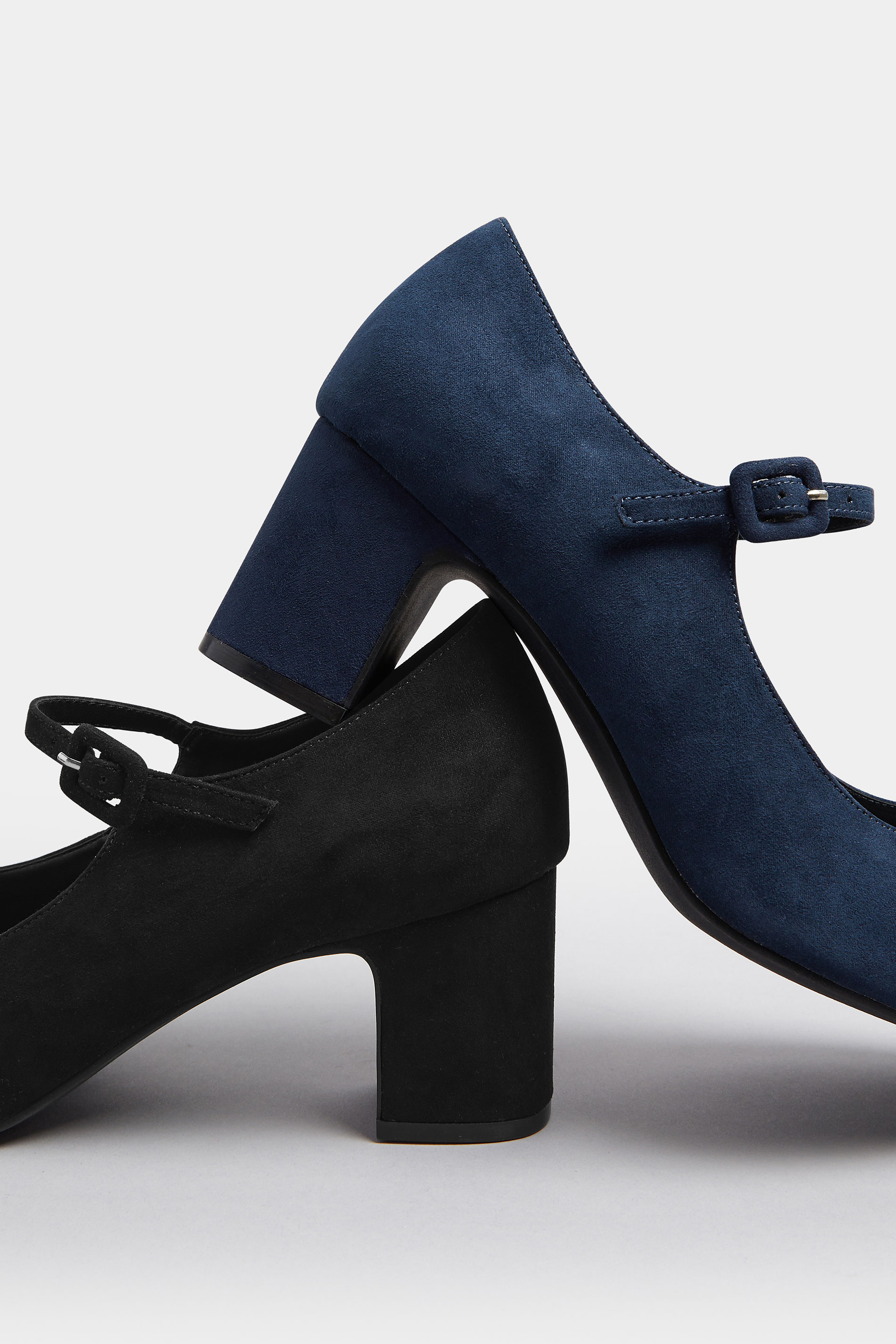 LTS Navy Blue Faux Suede Mary Jane Block Heel In Standard Fit | Long Tall Sally 6