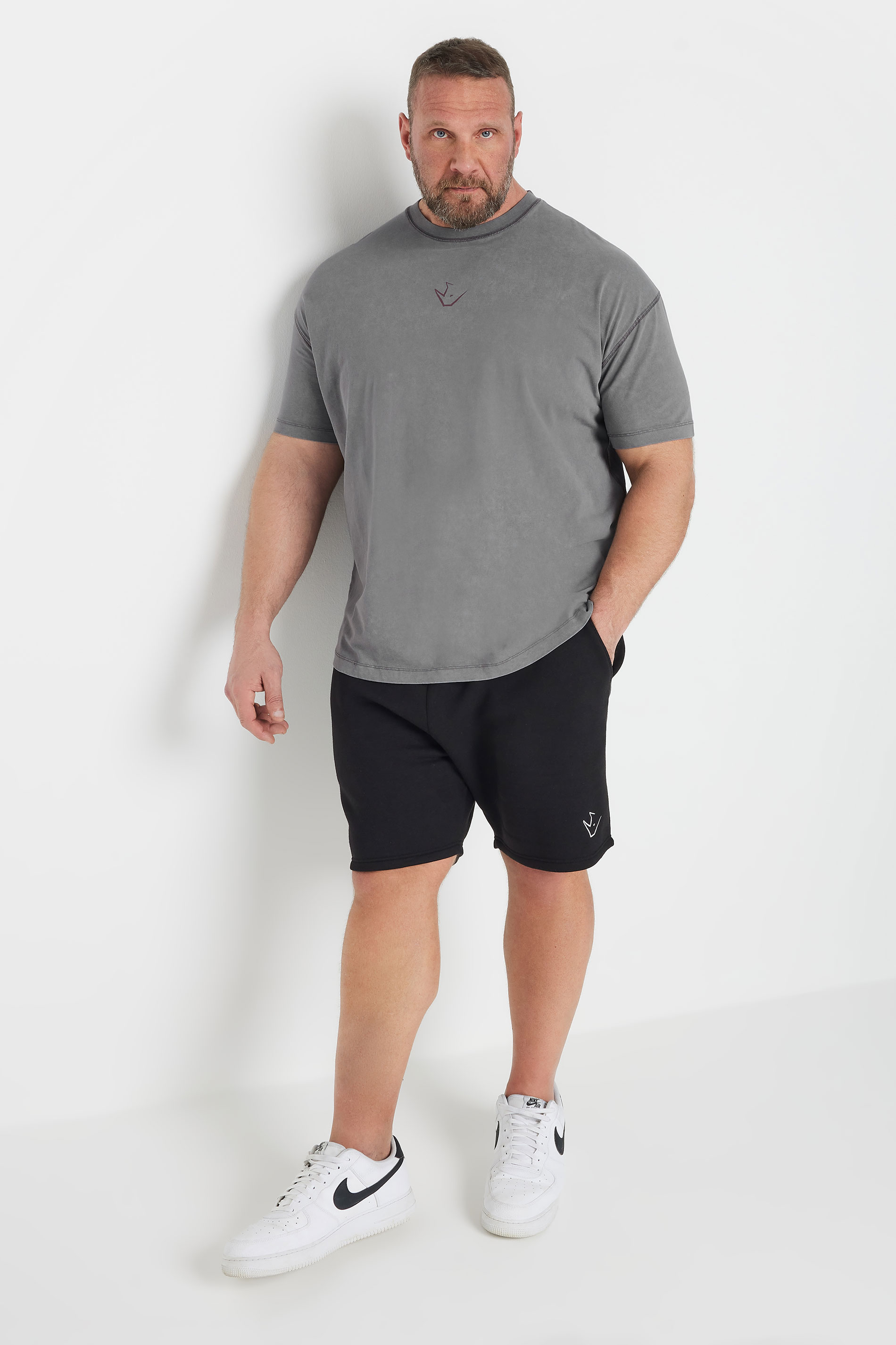 IronRhino Big & Tall Grey Acid Wash 'Barbell Club' T-Shirt | BadRhino 3