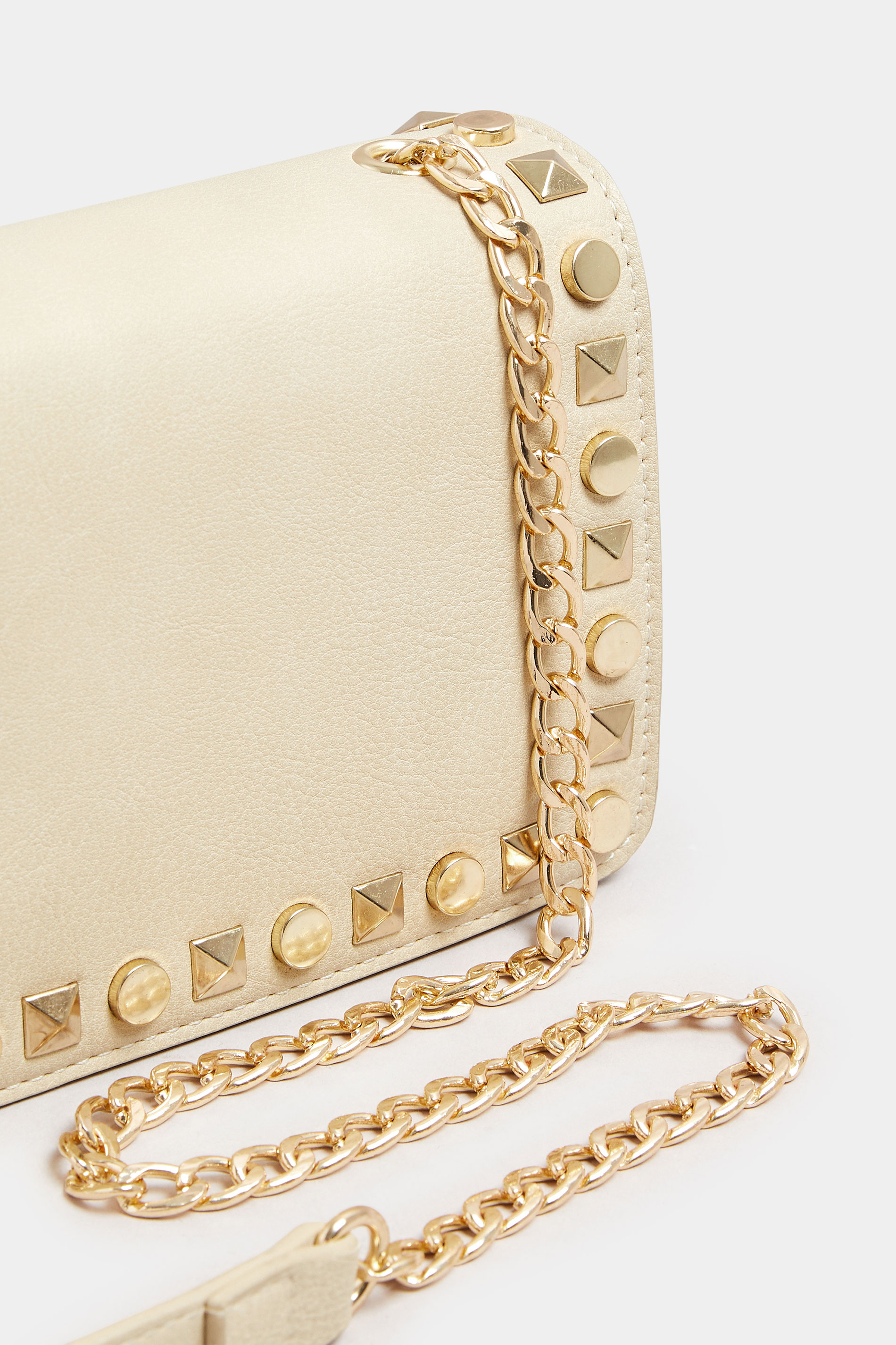 Beige Brown Faux Leather Stud Detail Cross Body Bag | Yours Clothing 5