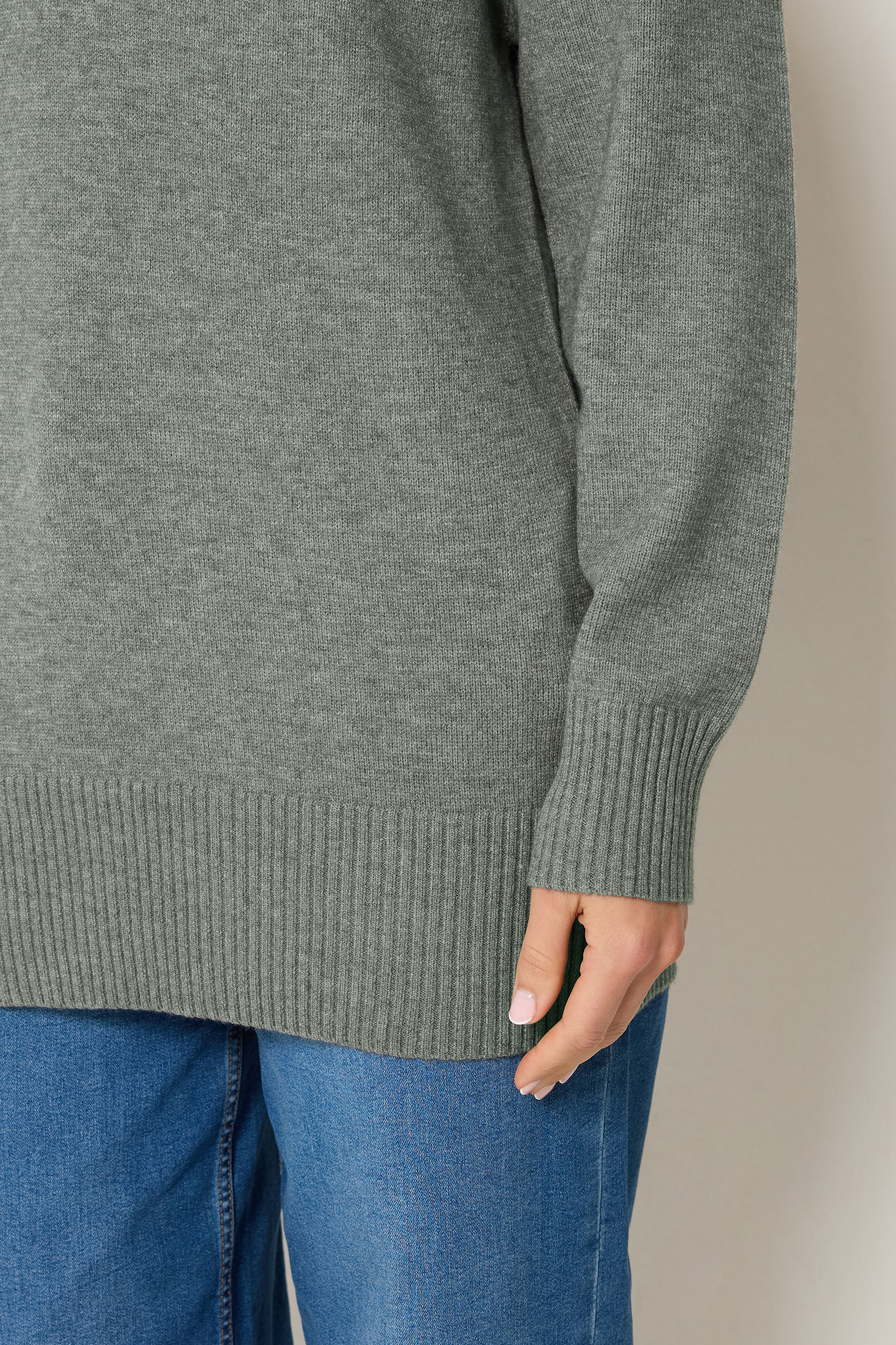 LTS Tall Women's Grey V-Neck Knitted Jumper | Long Tall Sally 4