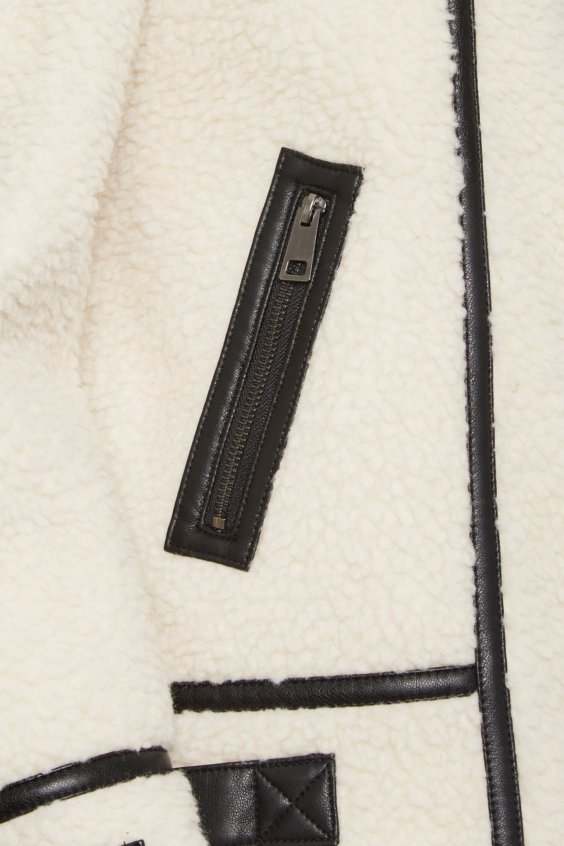 LTS Tall Womens White Faux Leather Teddy Zip Jacket | Long Tall Sally  6