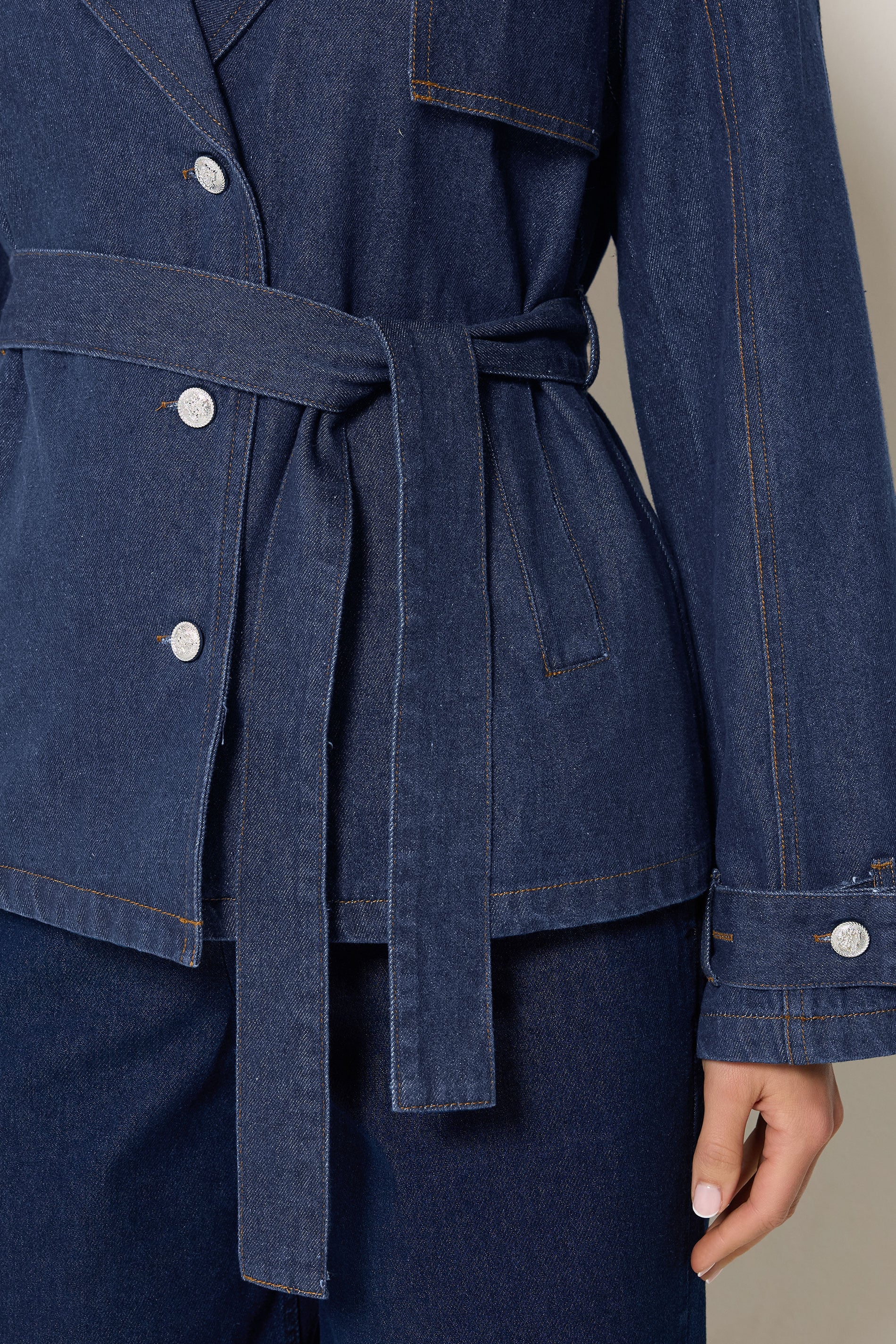 LTS Tall Women's Blue Denim Short Trench Coat | Long Tall Sally 4