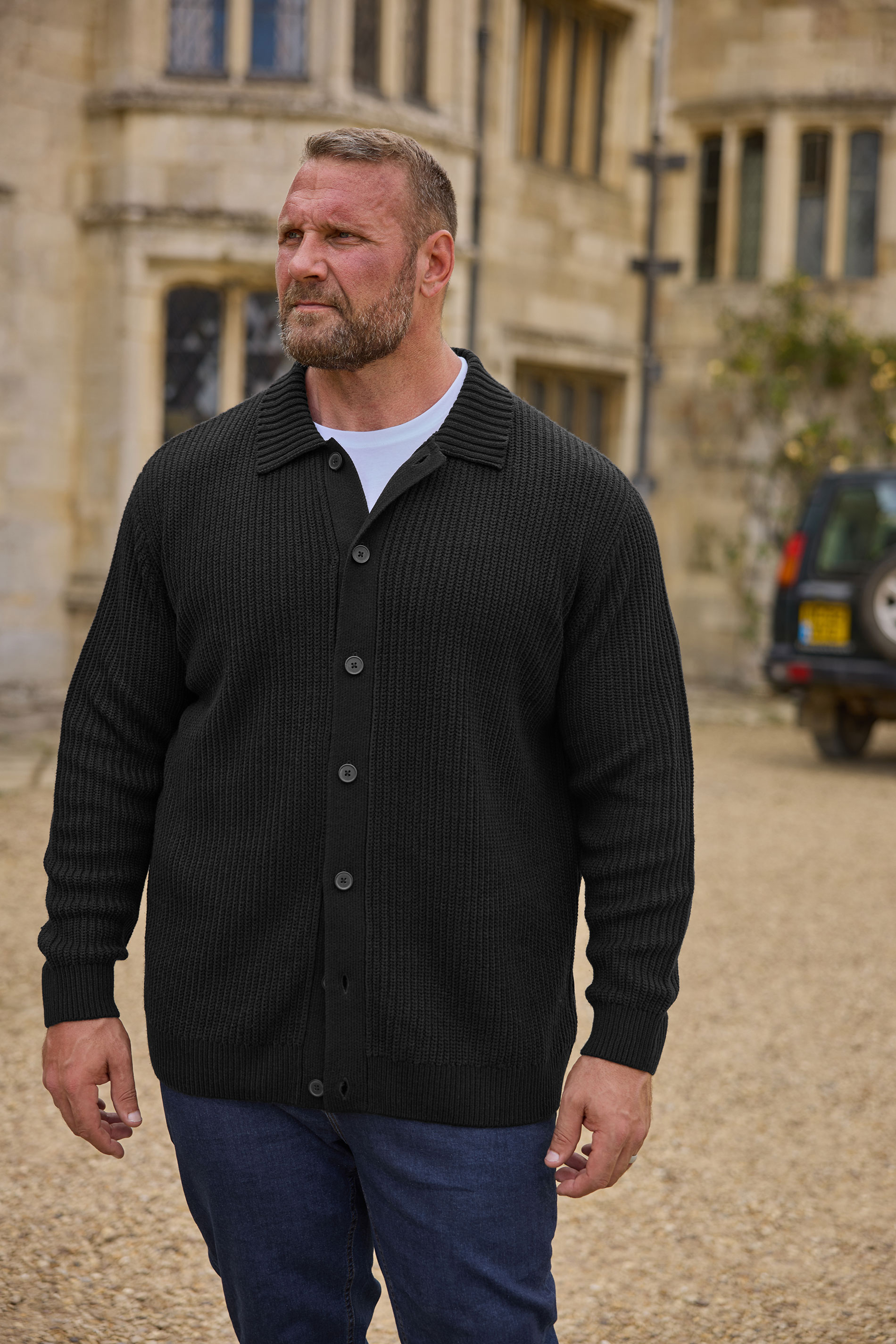 BadRhino Big & Tall Black Long Sleeve Knitted Shirt | BadRhino 6