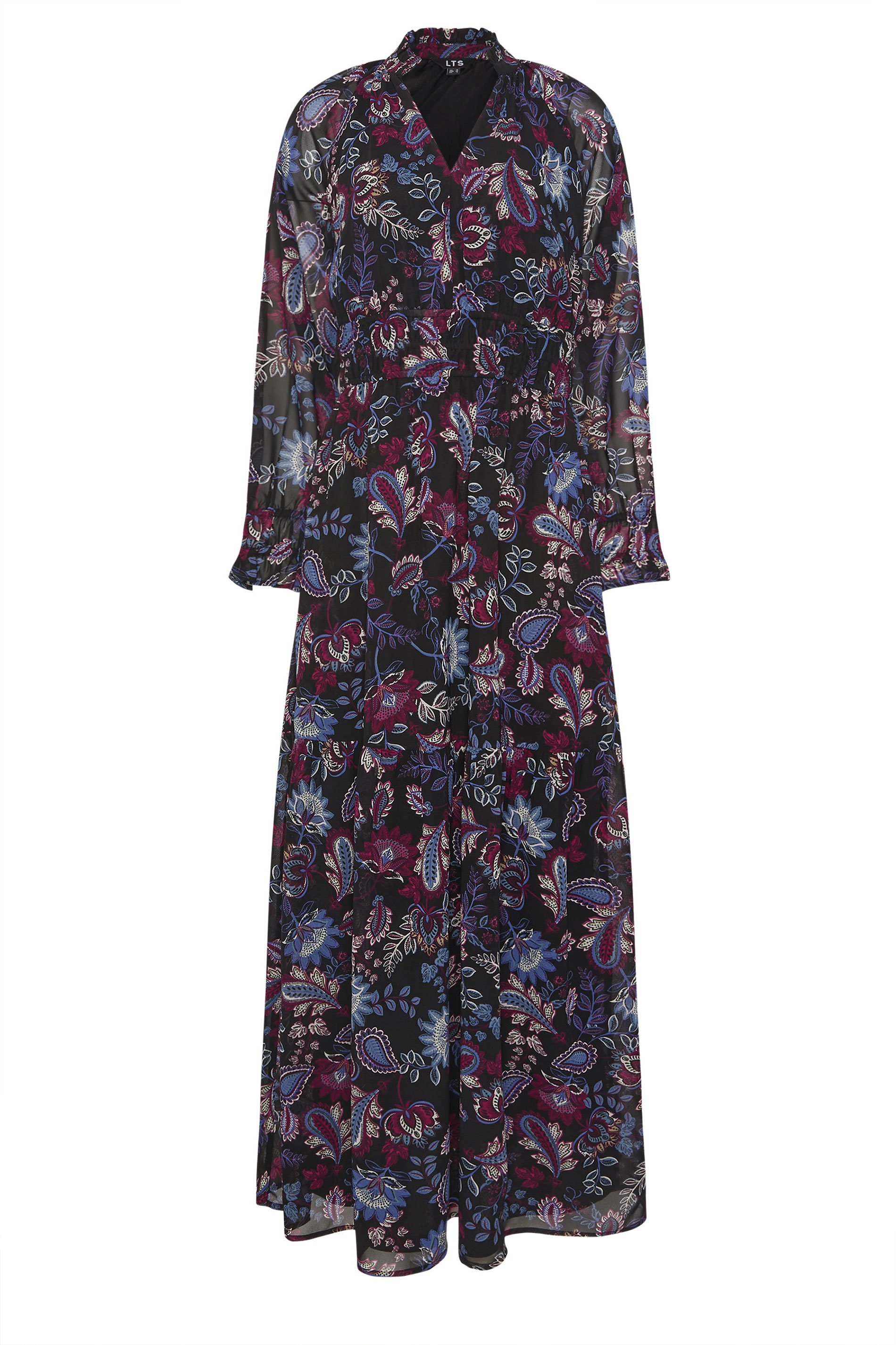 LTS Tall Black Paisley Chiffon Maxi Dress | Long Tall Sally 5