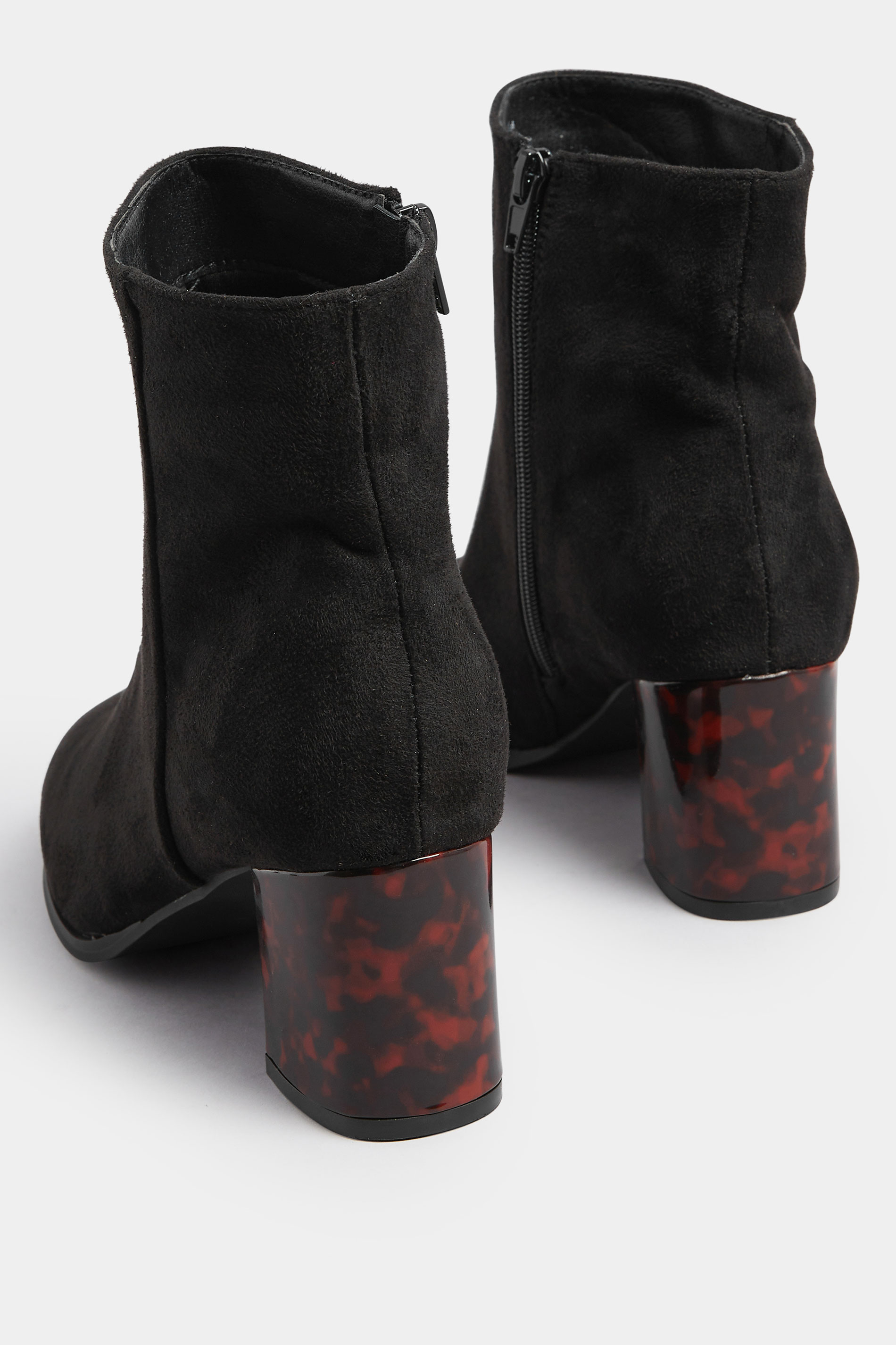 Black Tortoiseshell Block Heel Boots In Extra Wide EEE Fit | Yours Clothing 4