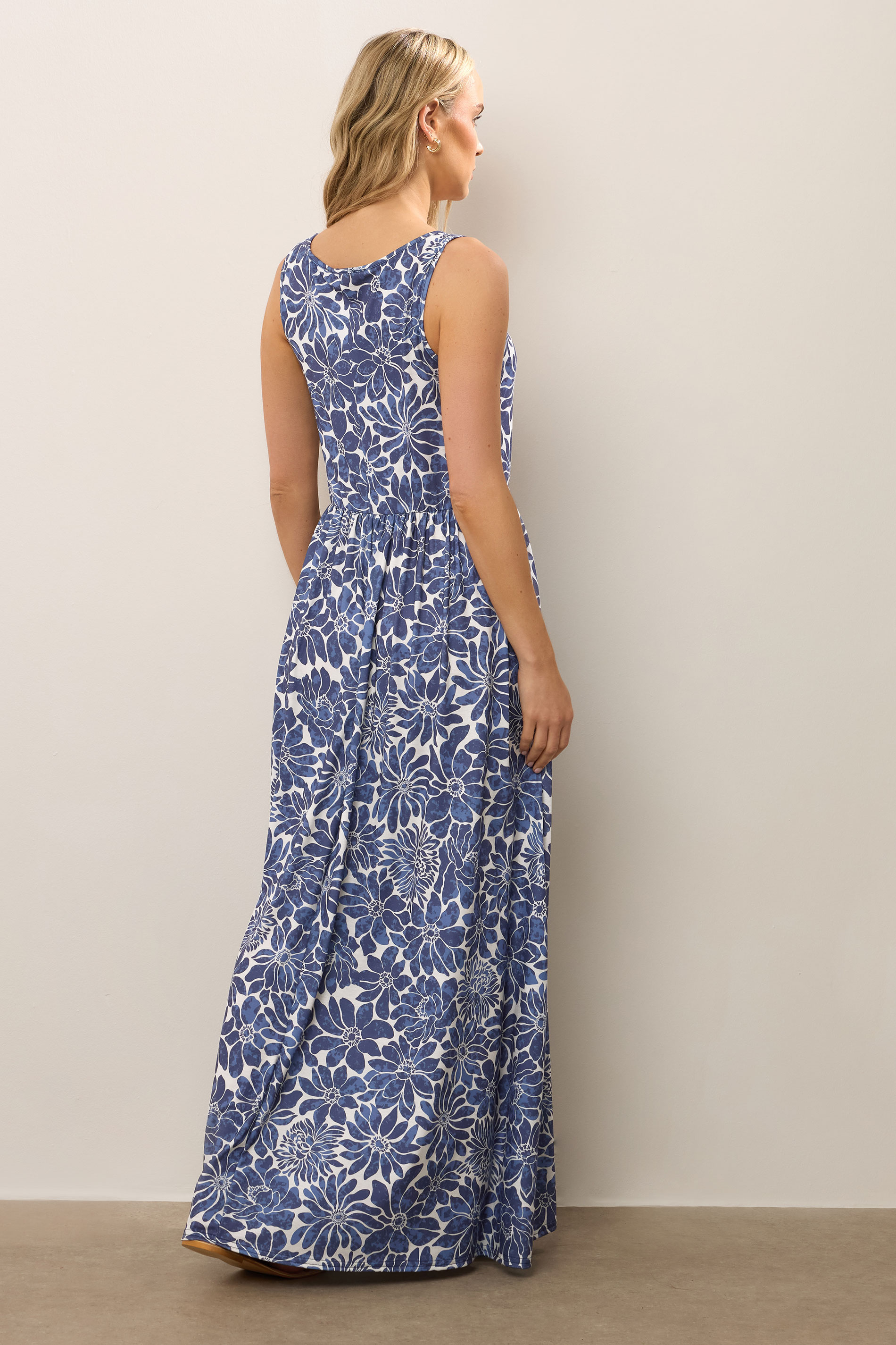 LTS Tall Blue Floral Print Sleeveless Maxi Dress | Long Tall Sally 3