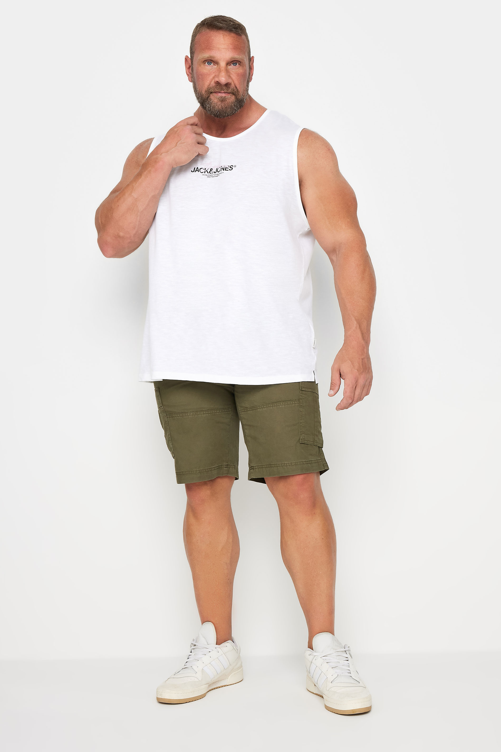 JACK & JONES Big & Tall Olive Green Cargo Shorts 2
