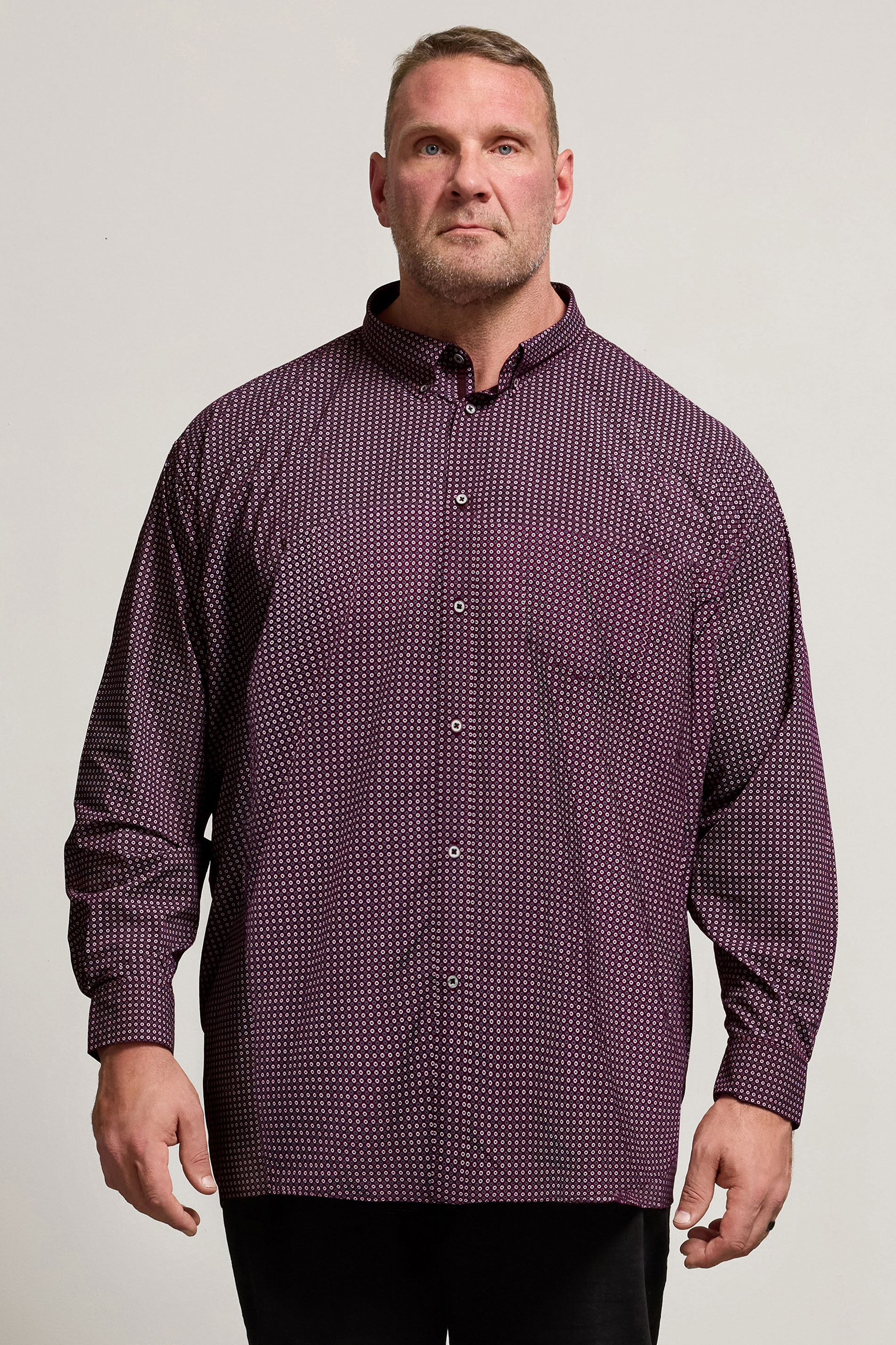 KAM Big & Tall Navy Blue Long Sleeve Gingham Shirt | BadRhino 1