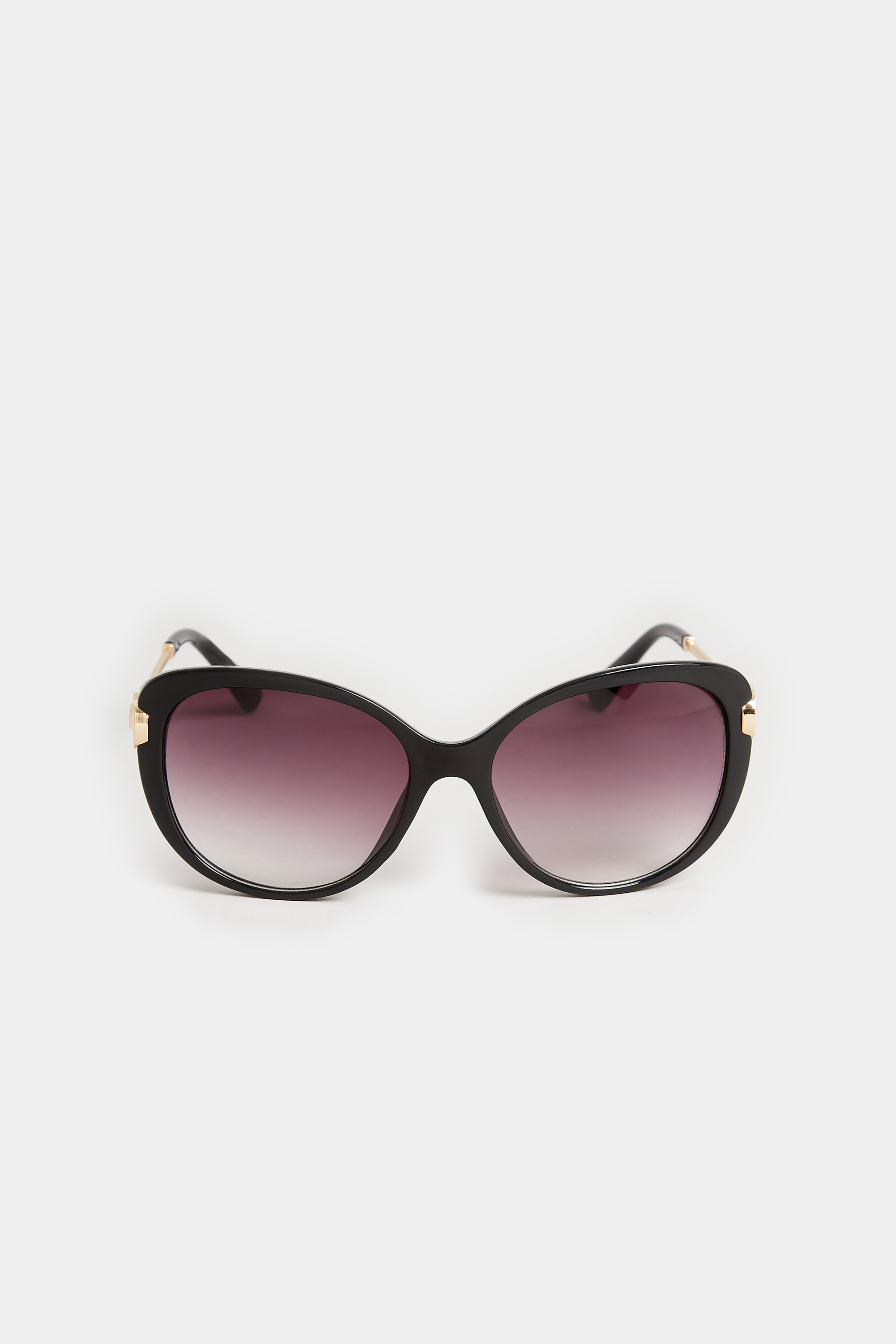 Black Soft Cat Eye Circle Arm Sunglasses | Yours Clothing 3