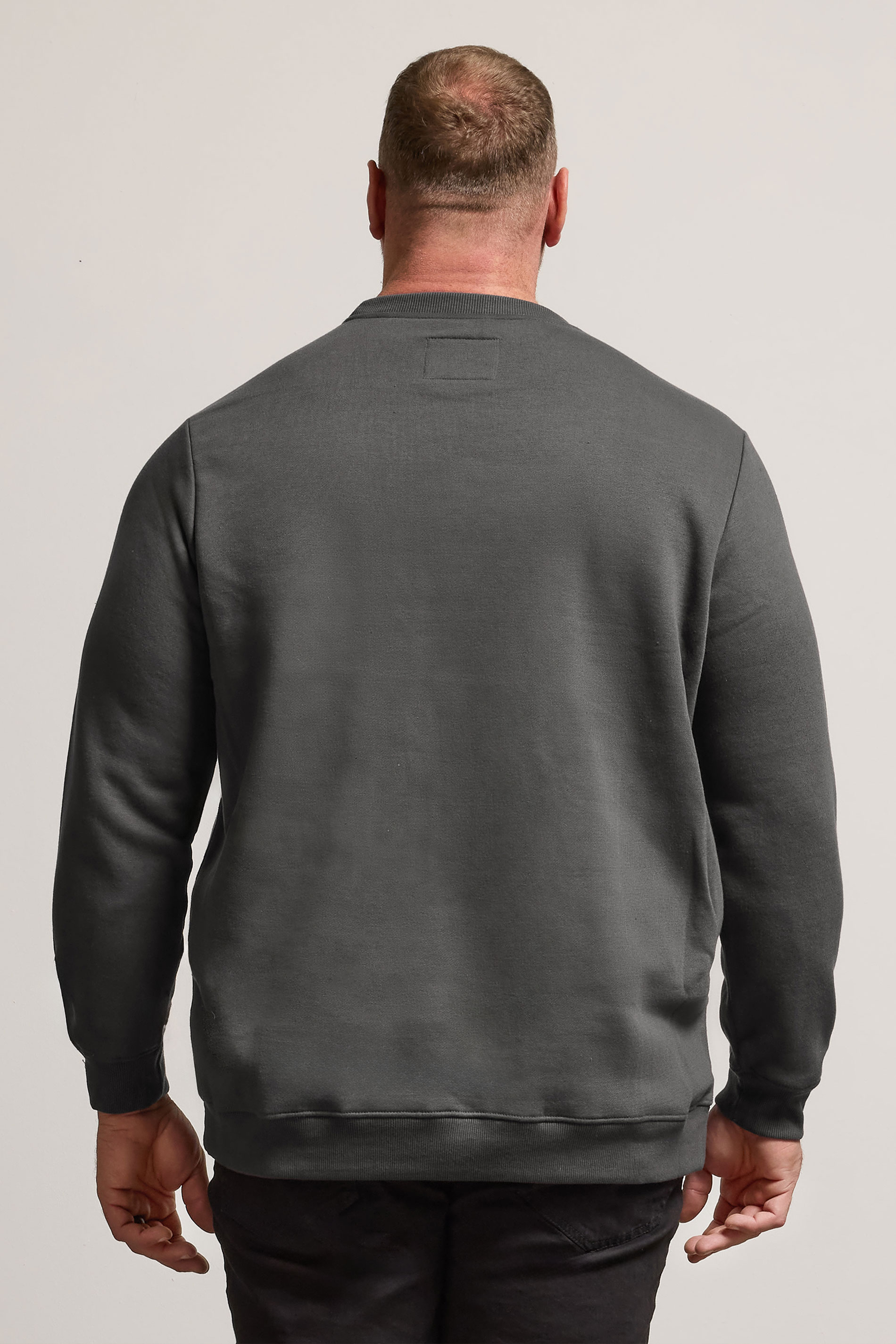 BadRhino Big & Tall Grey Premium Crew Neck Sweatshirt | BadRhino 3