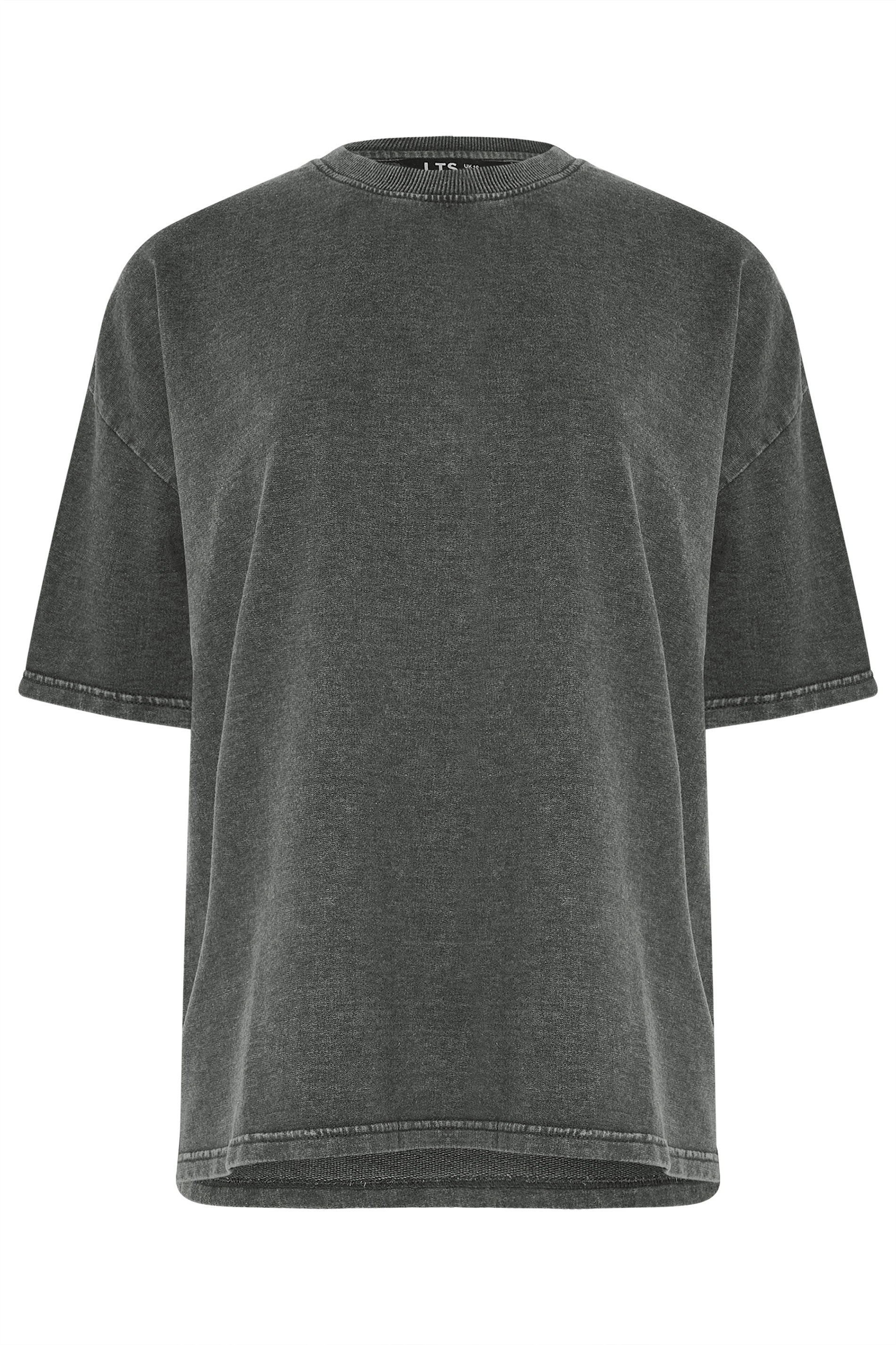 LTS Tall Grey Acid Wash Short Sleeve Sweat T-Shirt | Long Tall Sally 5