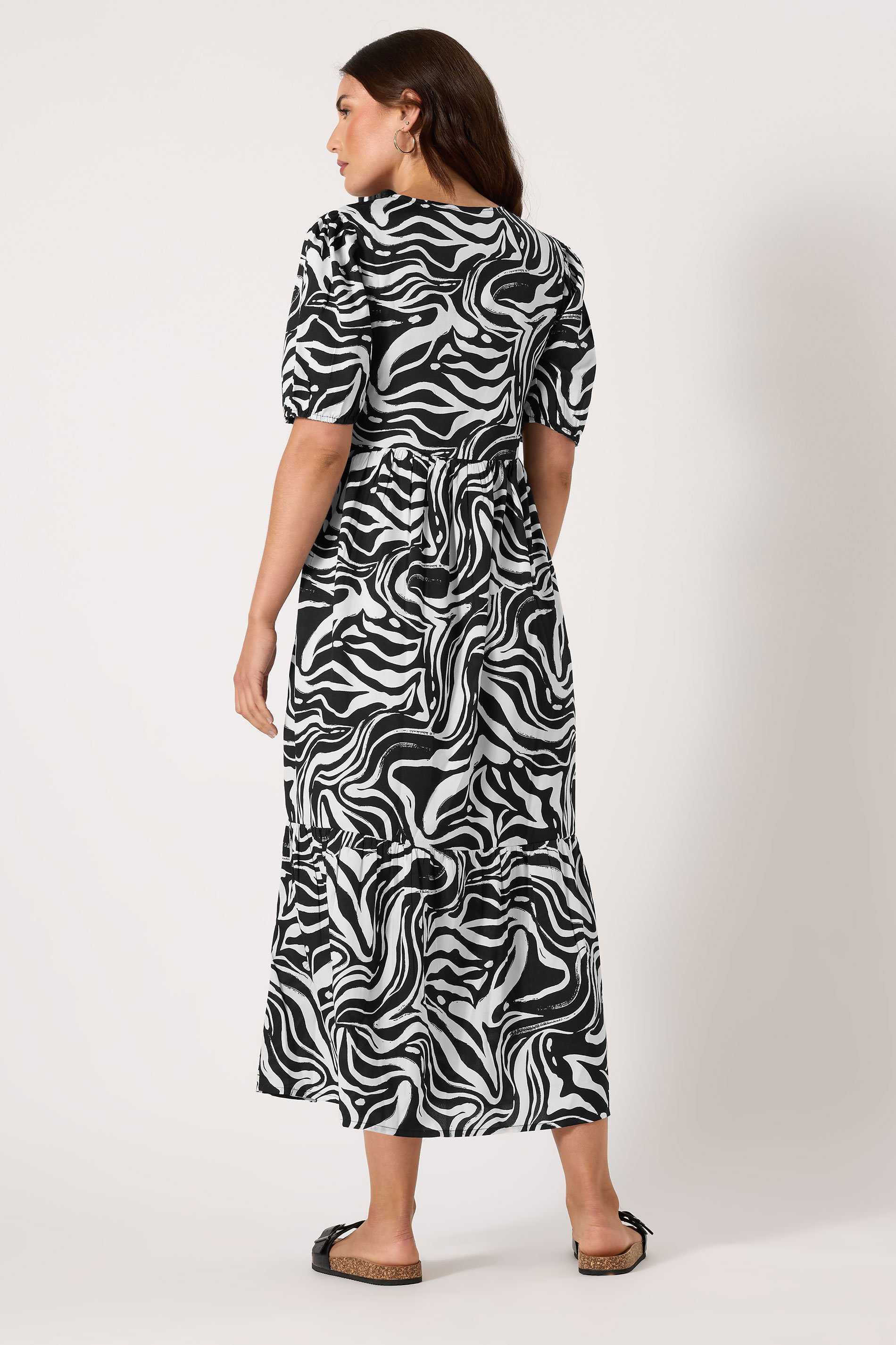 LTS Tall Women's Black Marble Print Midi Dress | Long Tall Sally 3