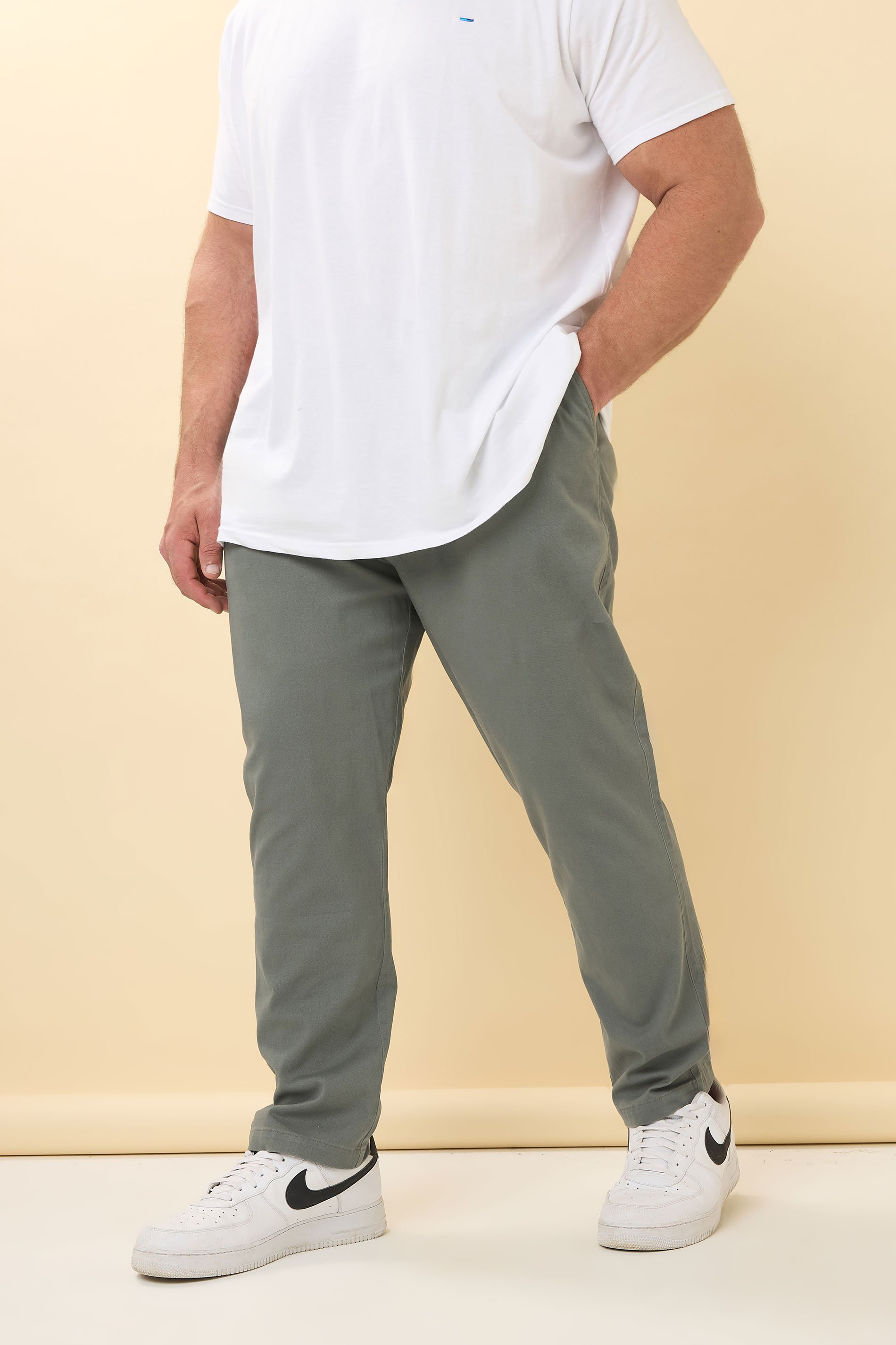BadRhino Sage Green Elasticated Waist Chinos | BadRhino 1