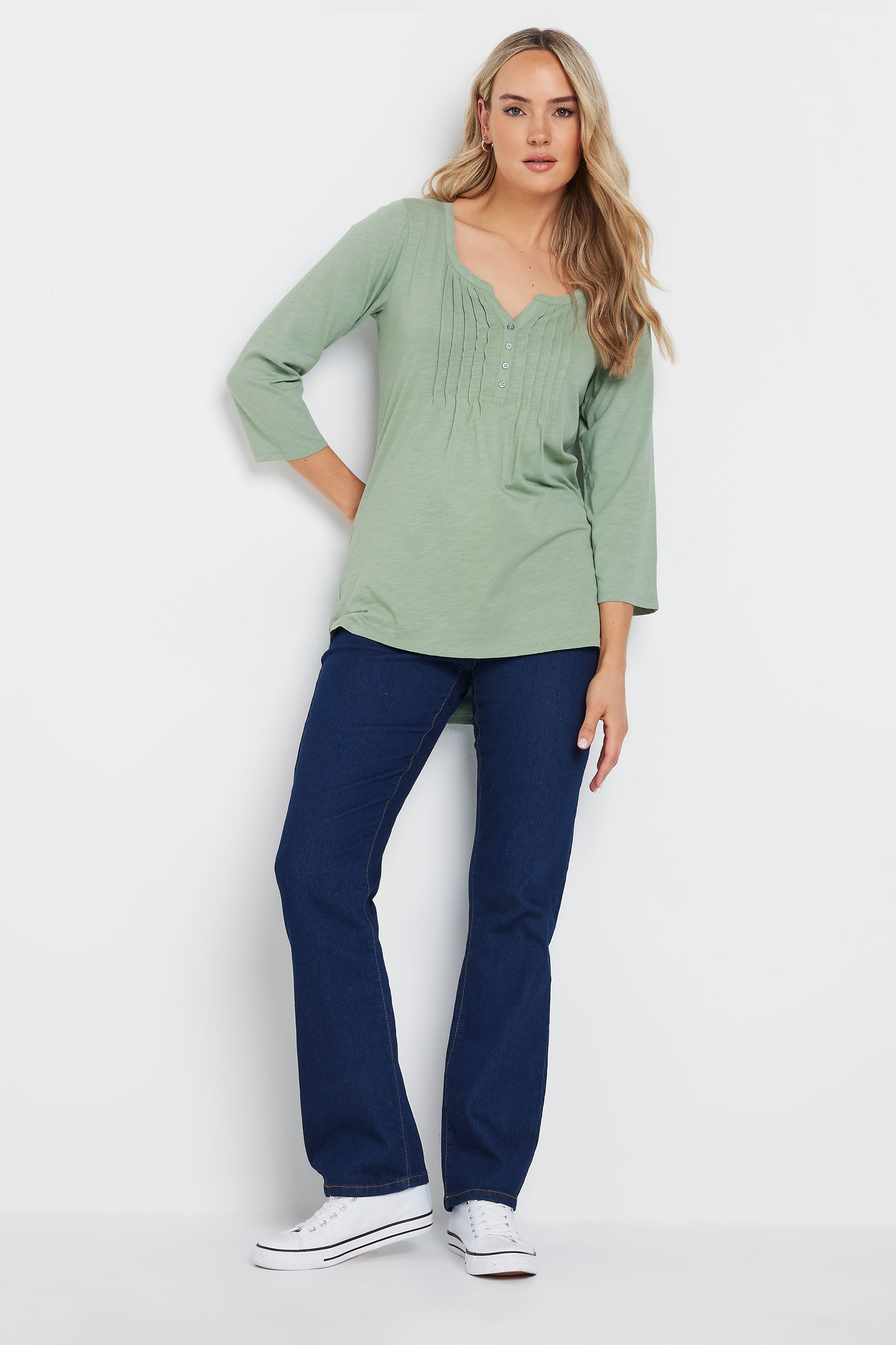 LTS 2 PACK Tall Sage Green & Navy Blue Cotton Henley Tops | Long Tall Sally 4