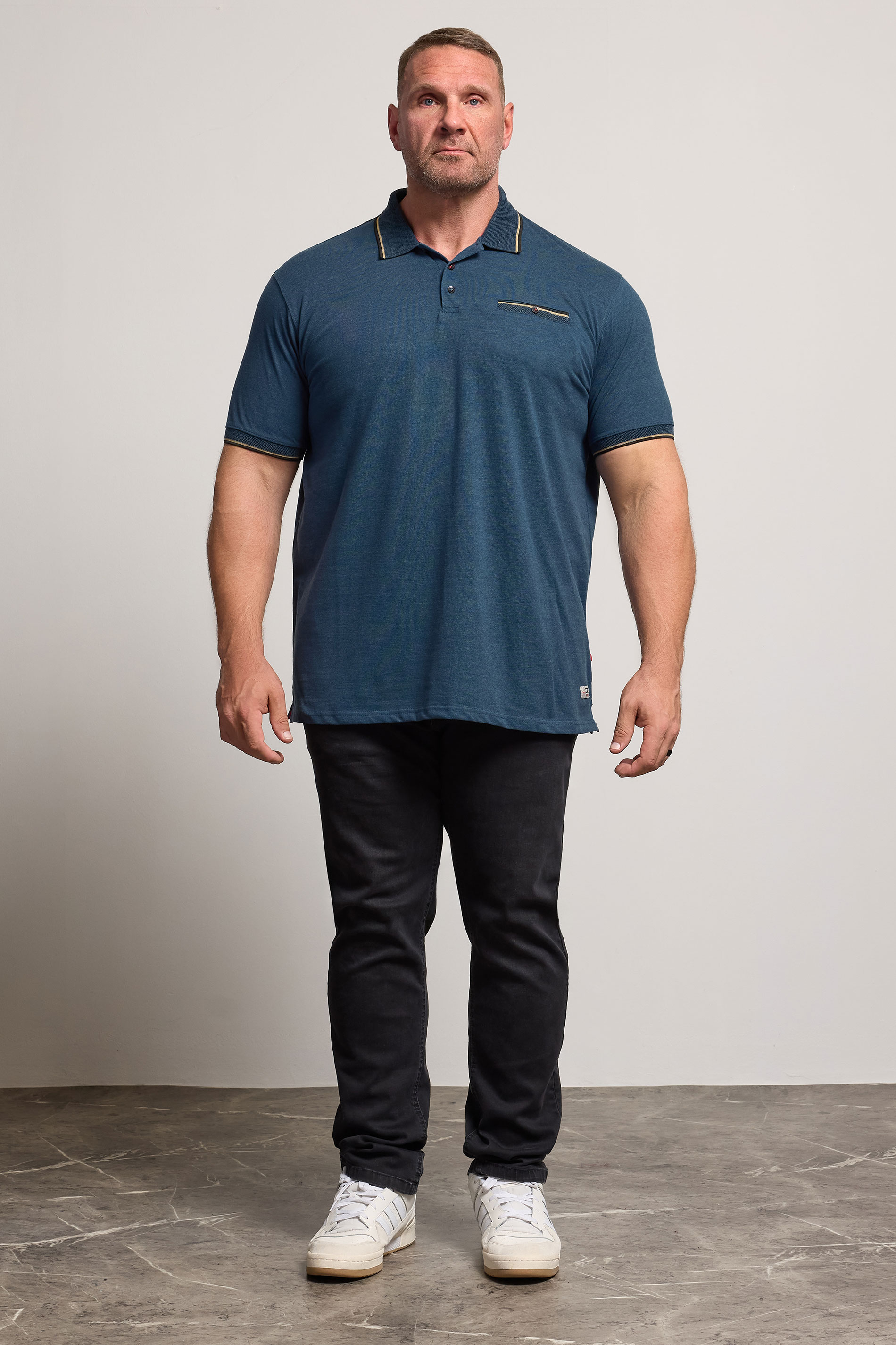 D555 Big & Tall Blue Jacquard Pique Polo Shirt | BadRhino 2