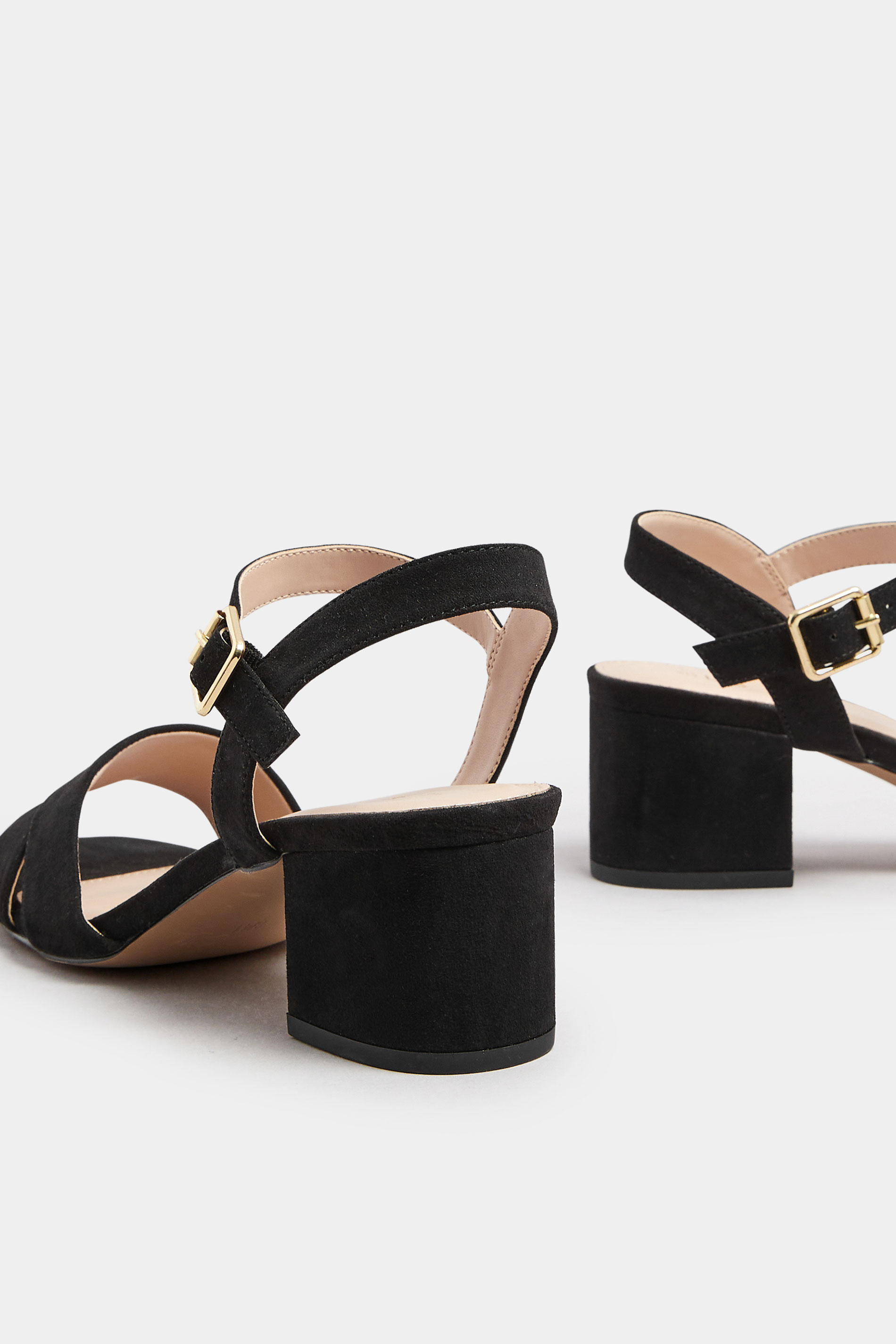 LTS Black Cross Over Block Heel In Standard Fit | Long Tall Sally 4