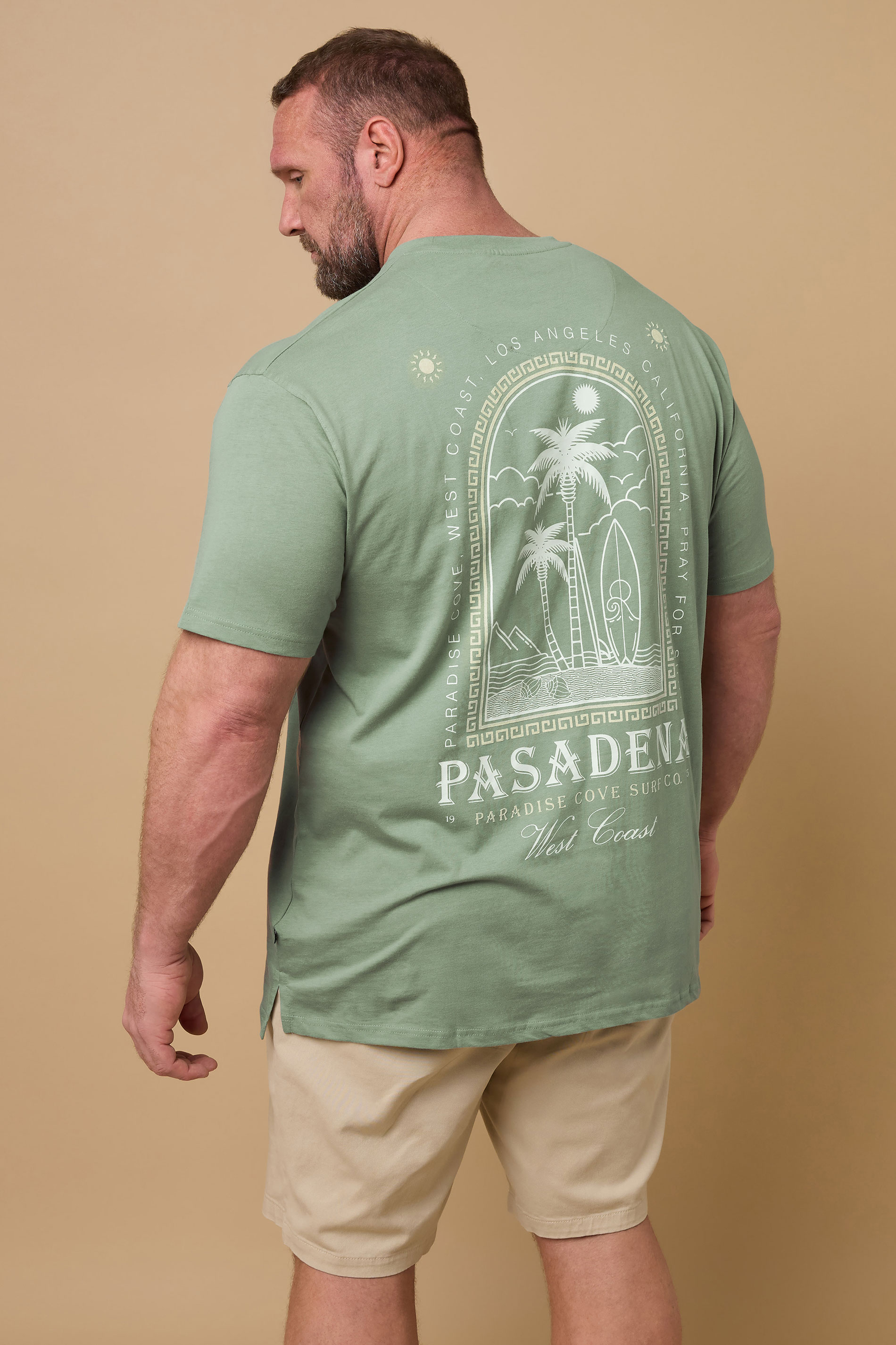 KAM Big & Tall Sage Green 'Pasadena' Reverse T-Shirt | BadRhino 2