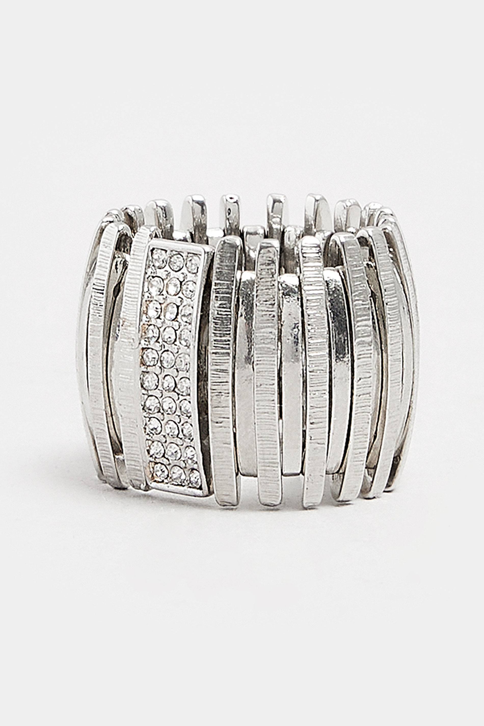 Silver Tone Stretch Diamante Ring | Yours Clothing 3