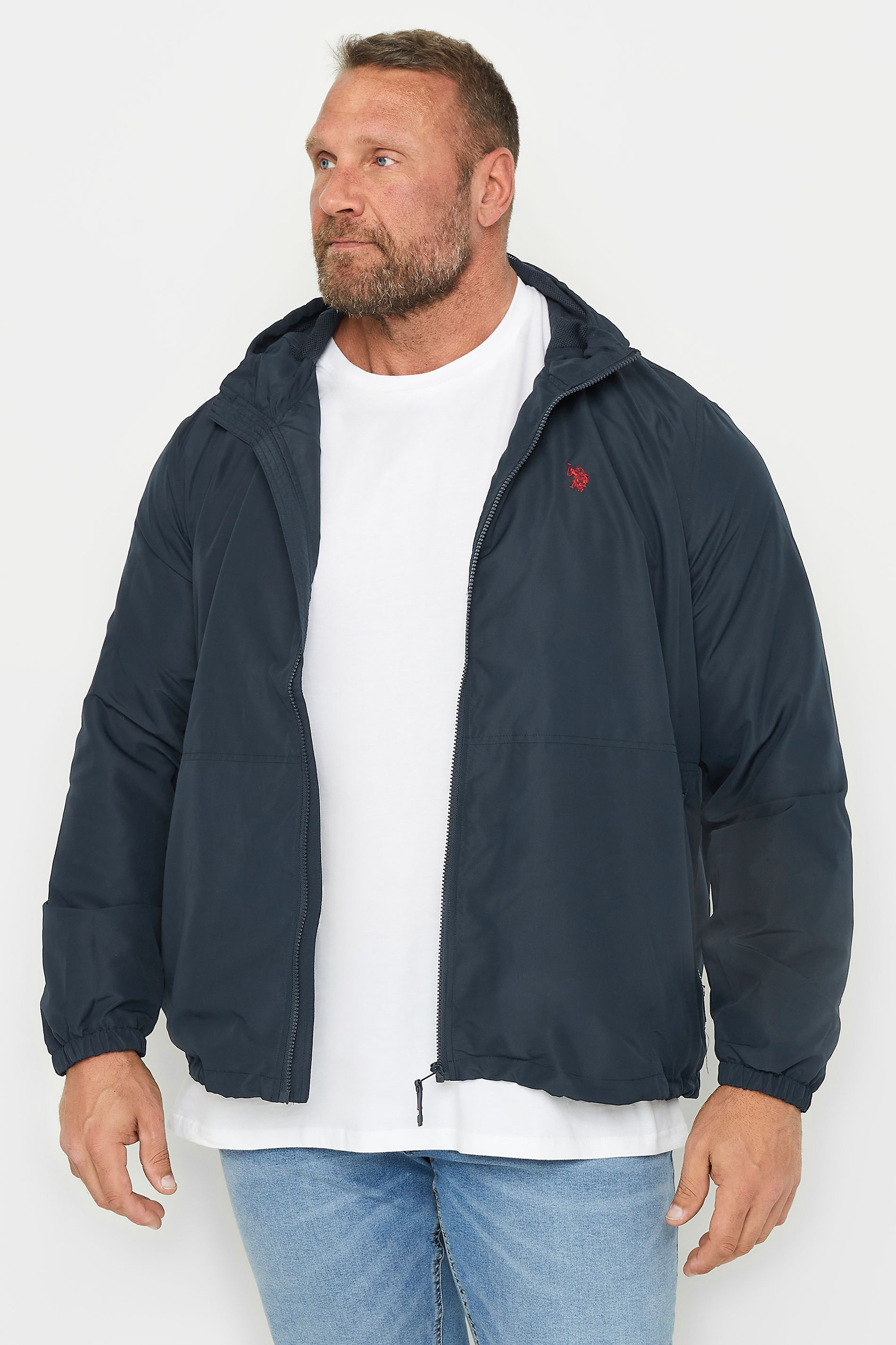 U.S. POLO ASSN. Navy Blue Hooded Windbreaker | BadRhino 2