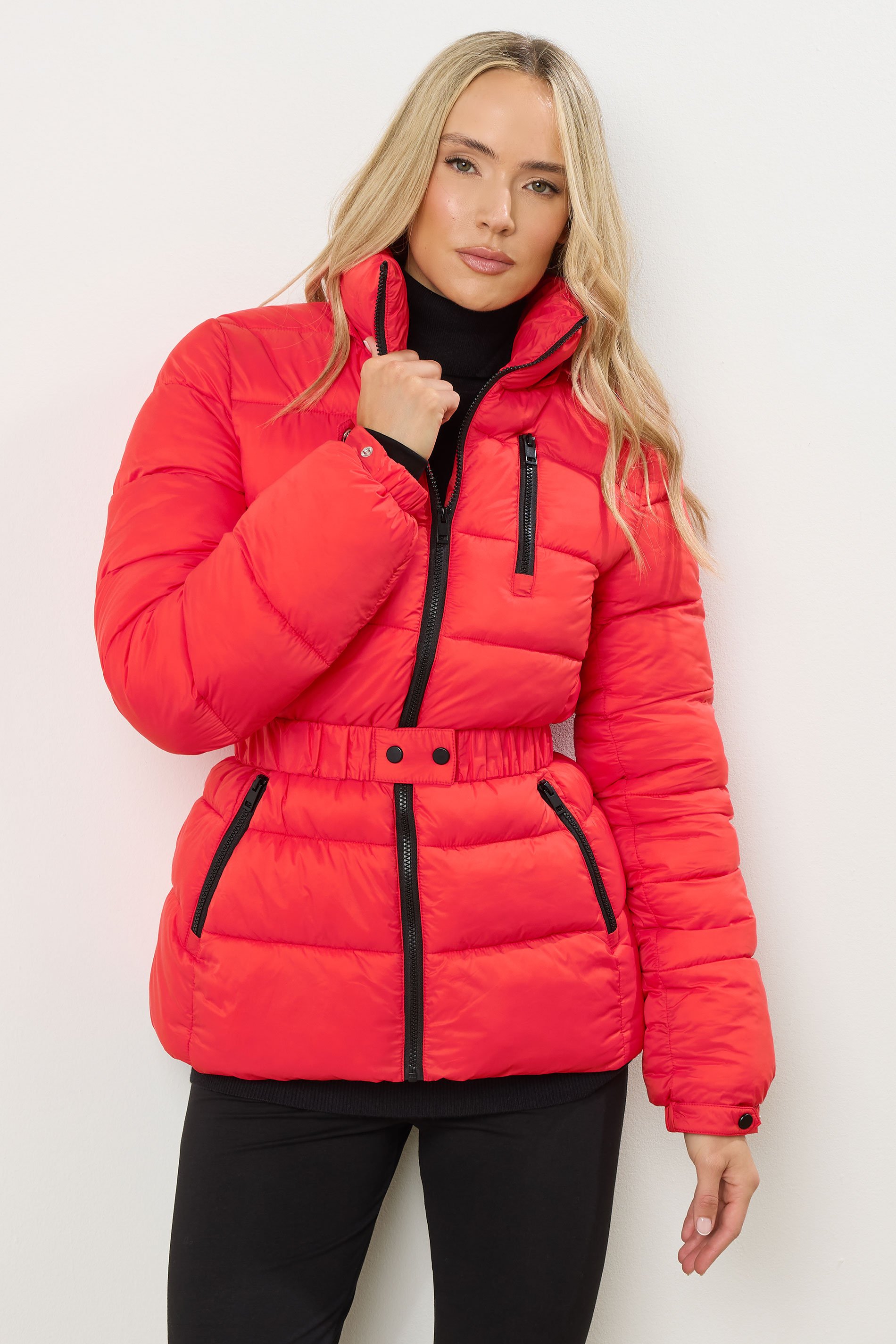 LTS Tall Coral Red Padded Ski Coat | Long Tall Sally 2