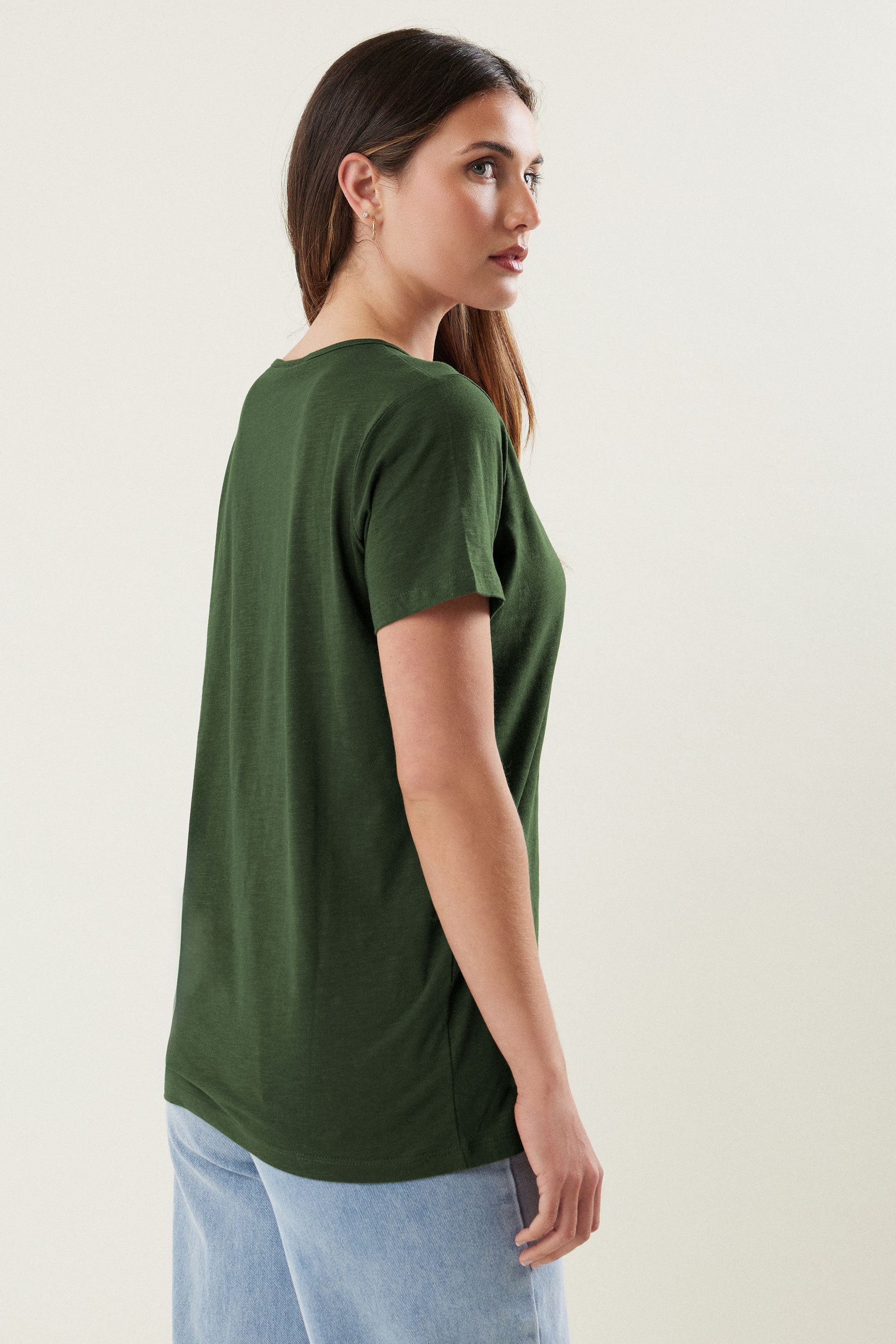 LTS Tall Khaki Green V-Neck T-Shirt | Long Tall Sally 3