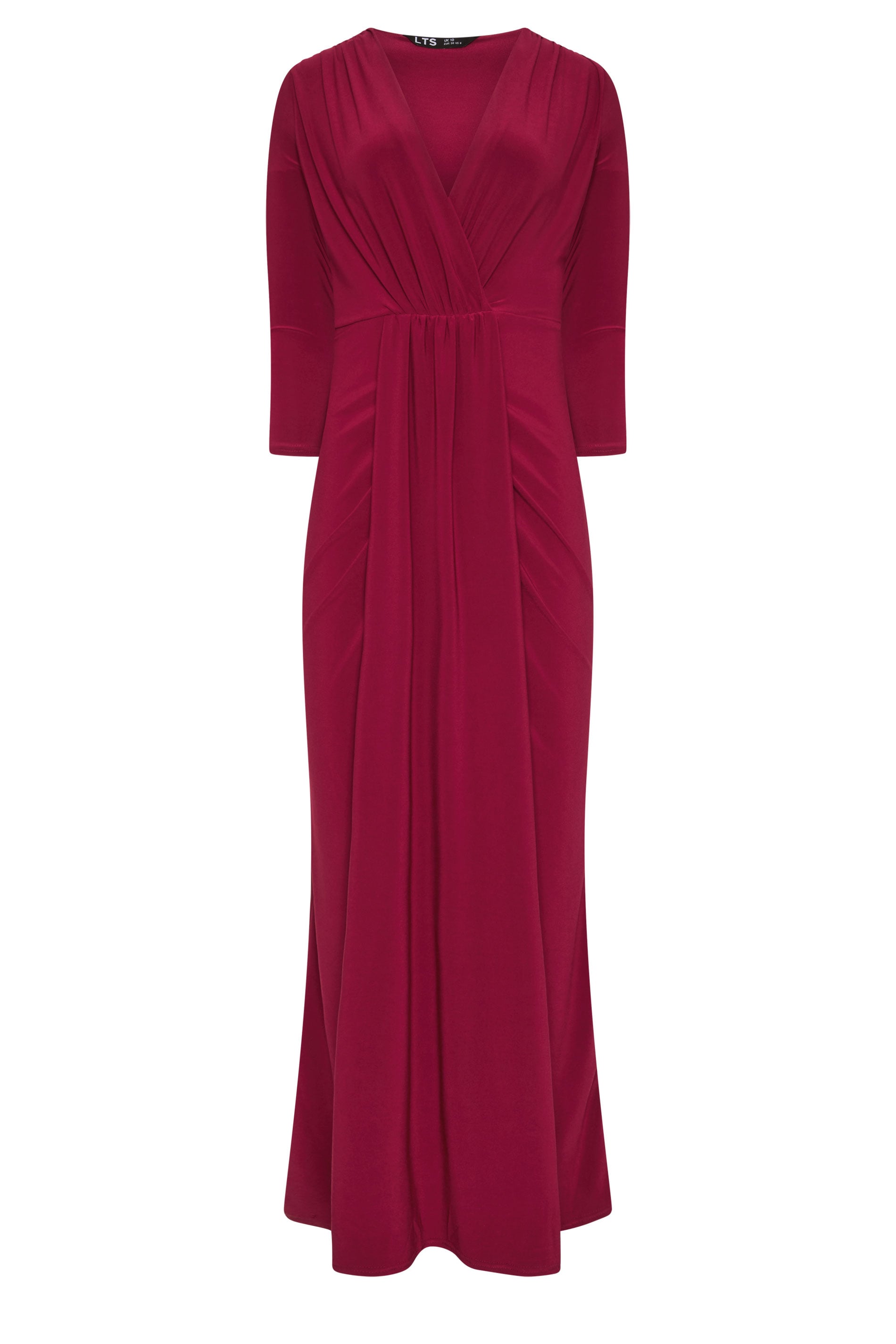 LTS Tall Women's Berry Red Drape Wrap Maxi Dress | Long Tall Sally 5
