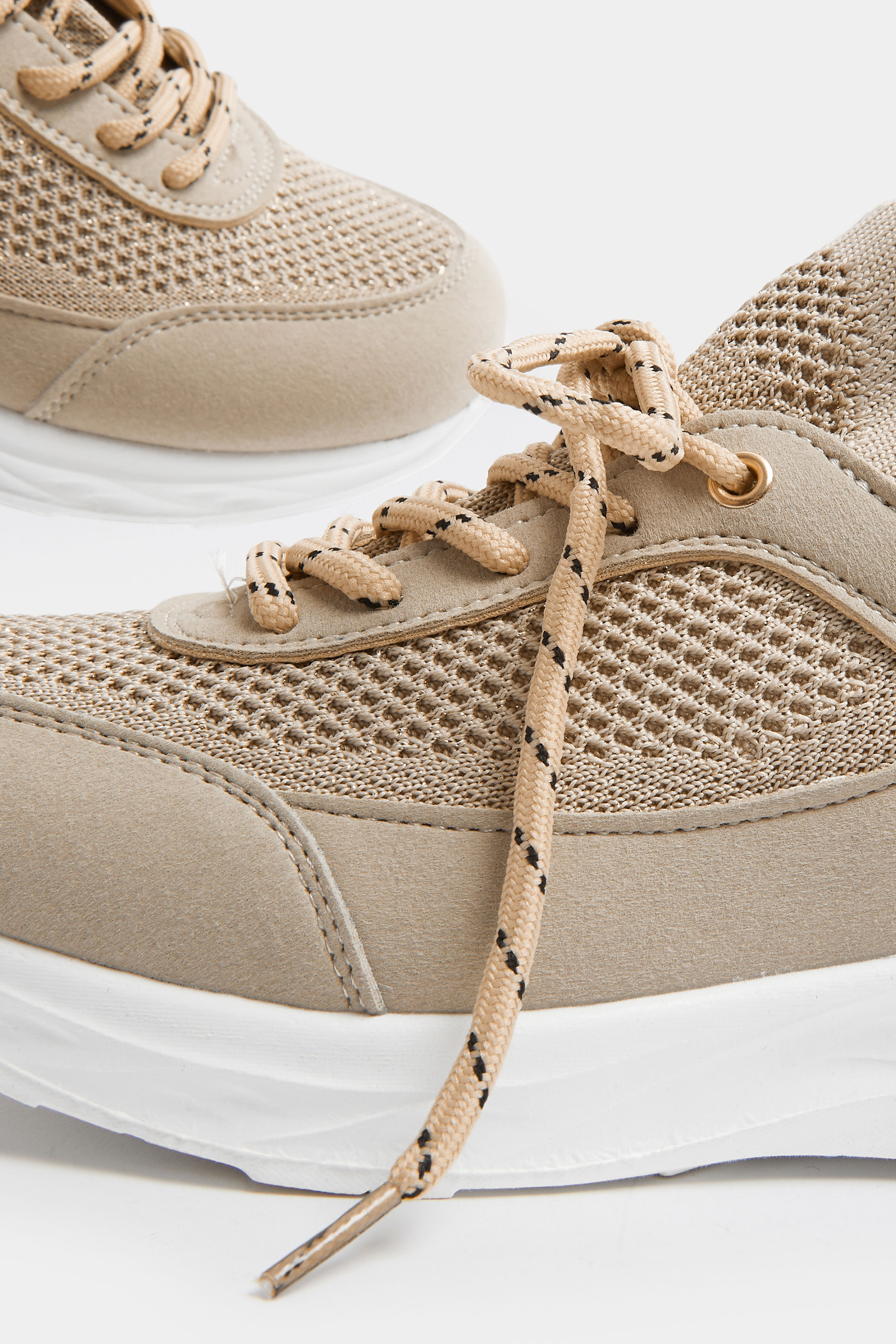 Natural Brown Knitted Trainers In Extra Wide EEE Fit | Yours Clothing 5