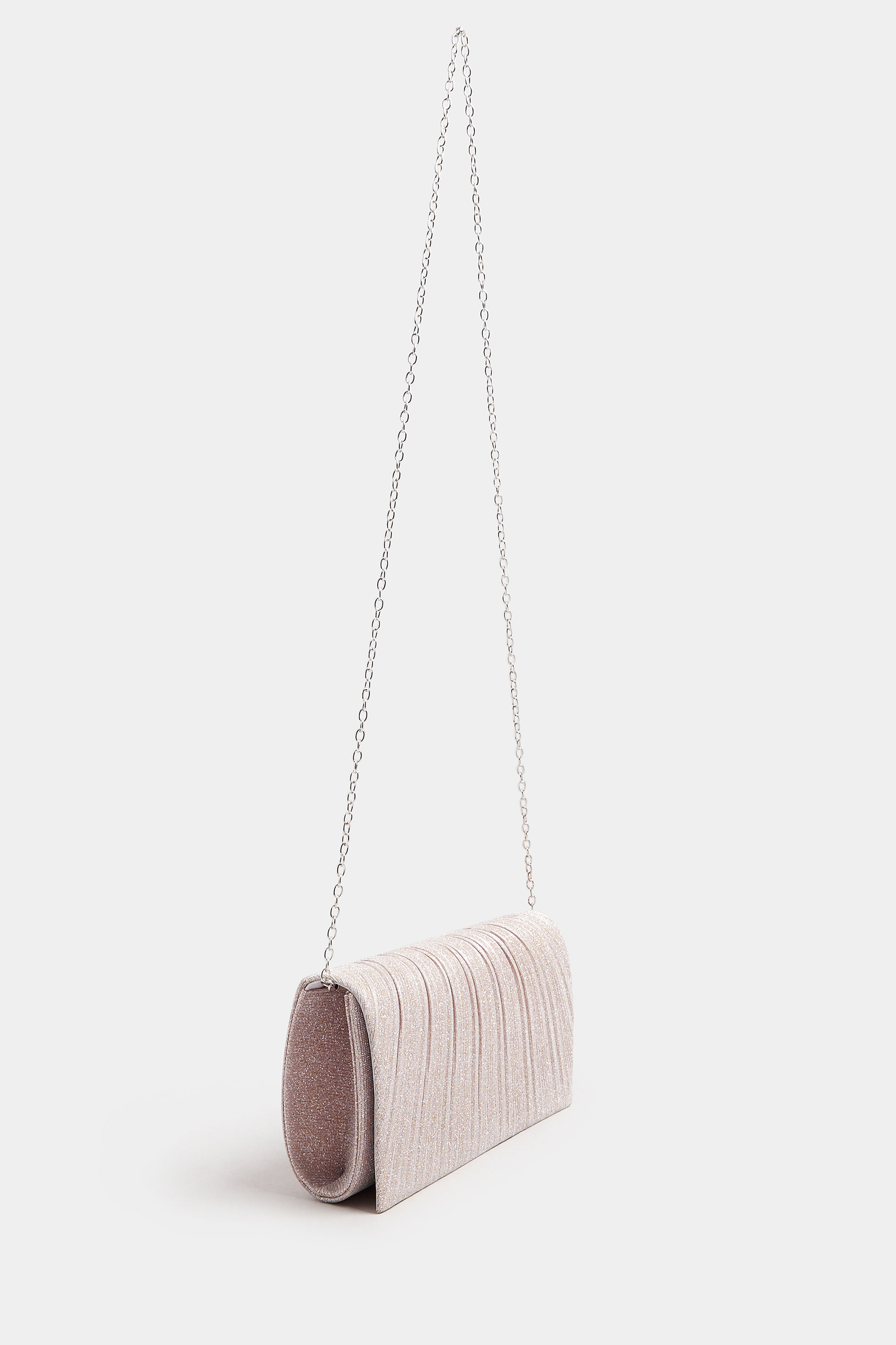Pink Shimmer Pleated Clutch Bag | Yours Clothing 3