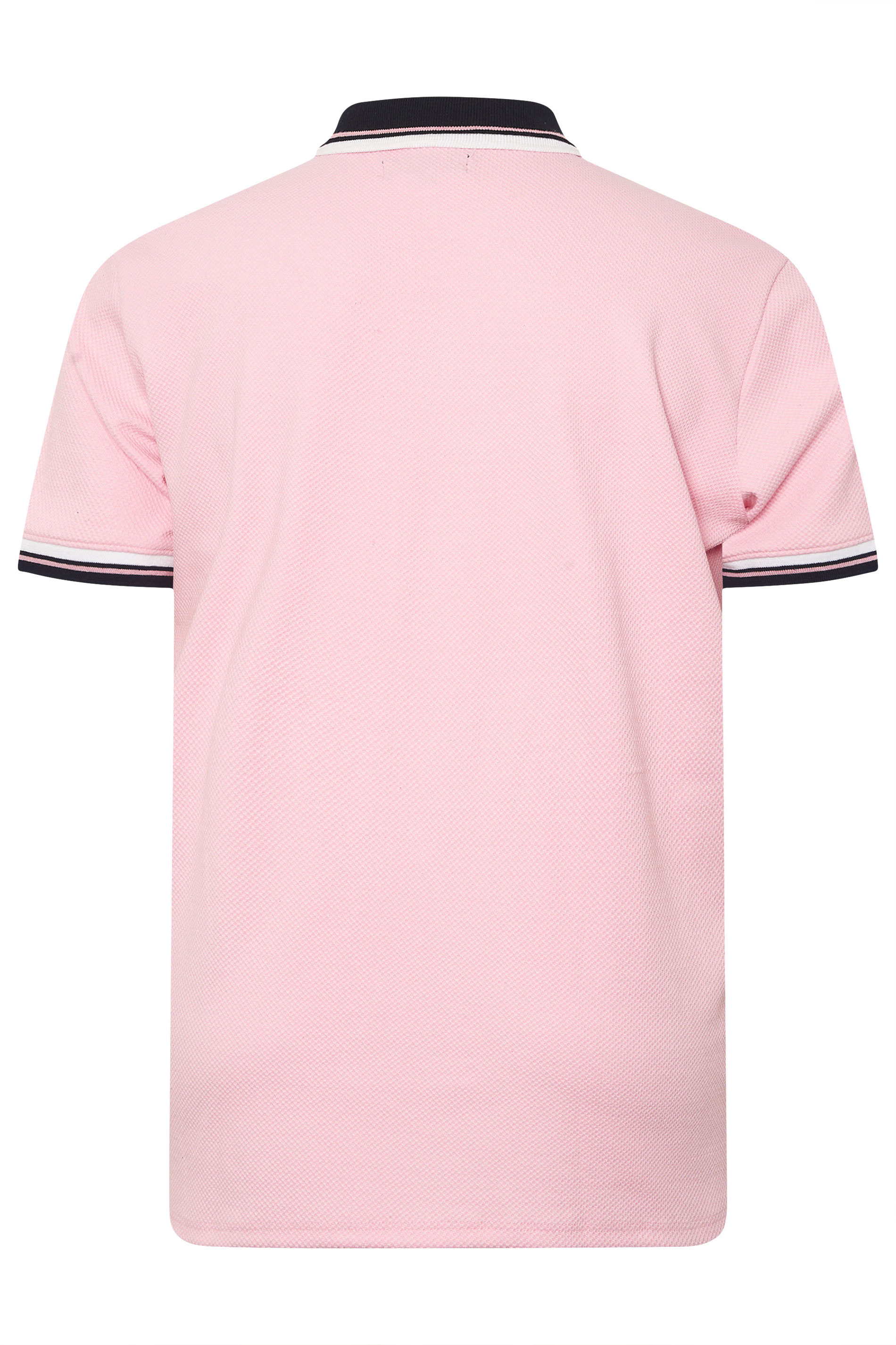 BadRhino Big & Tall Pink Seersucker Textured Zip Polo Shirt | BadRhino 7