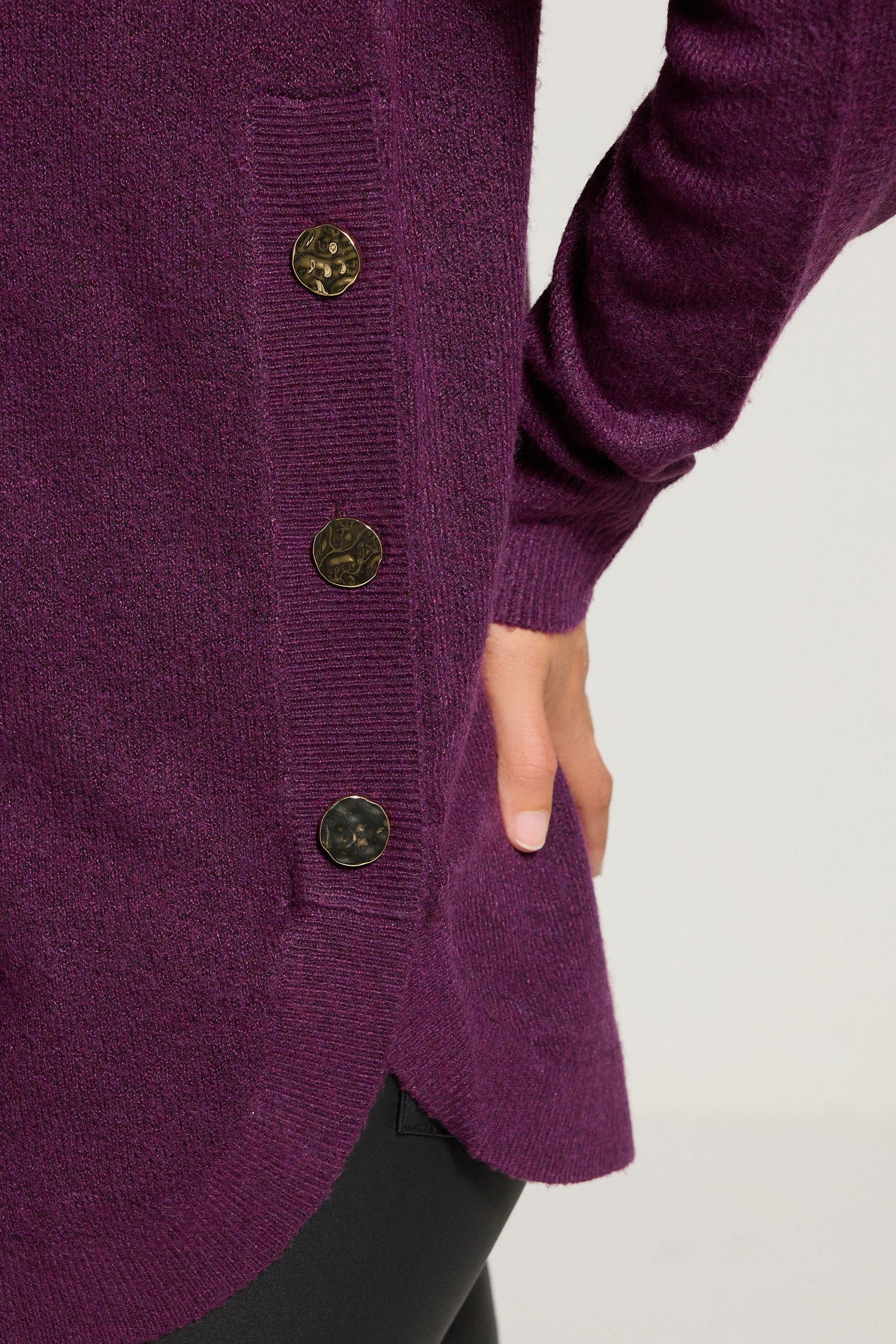 LTS Tall Purple Knitted Button Side Jumper | Long Tall Sally 4