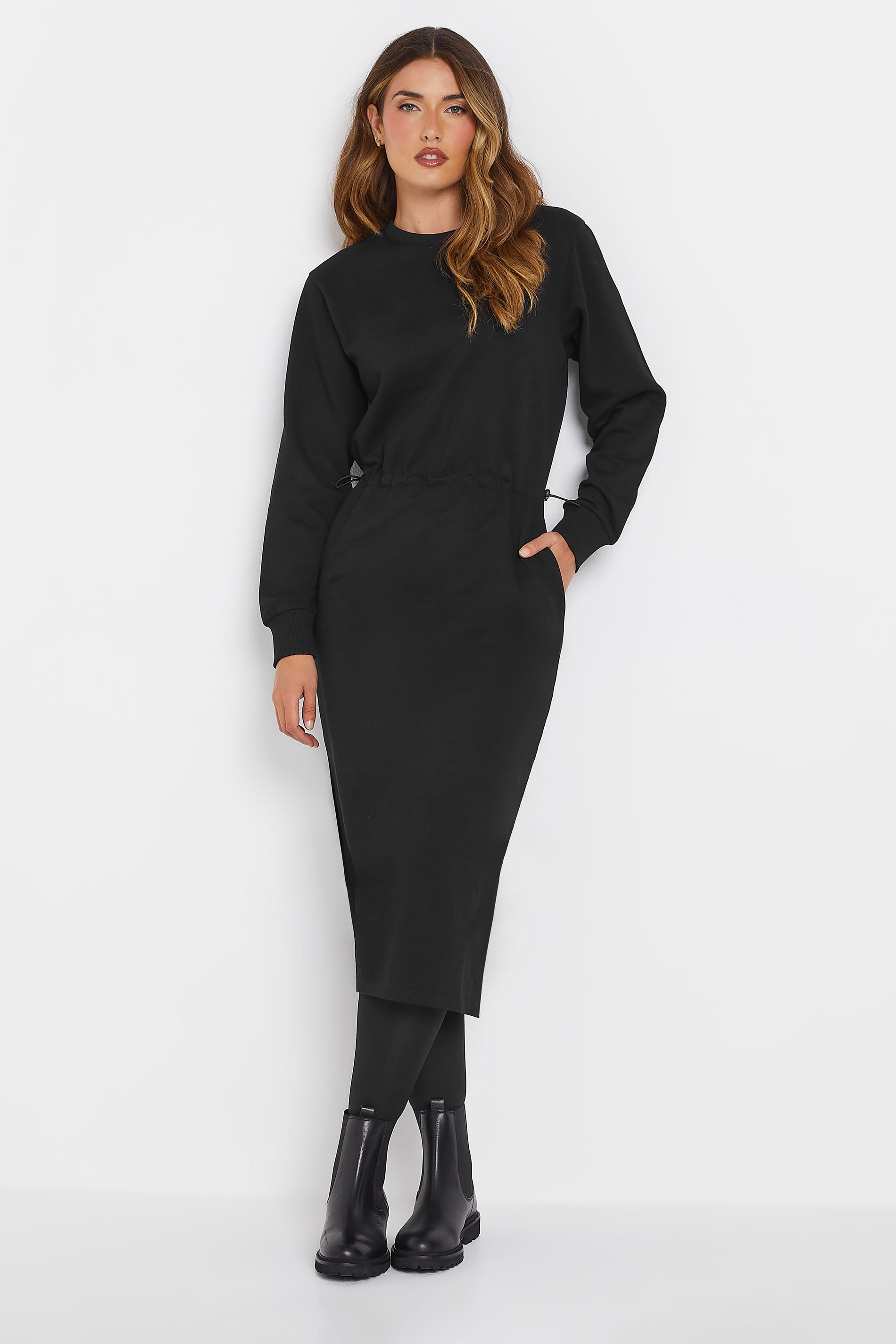 LTS Tall Women's Black Sweatshirt Midi Dress | Long Tall Sally 2