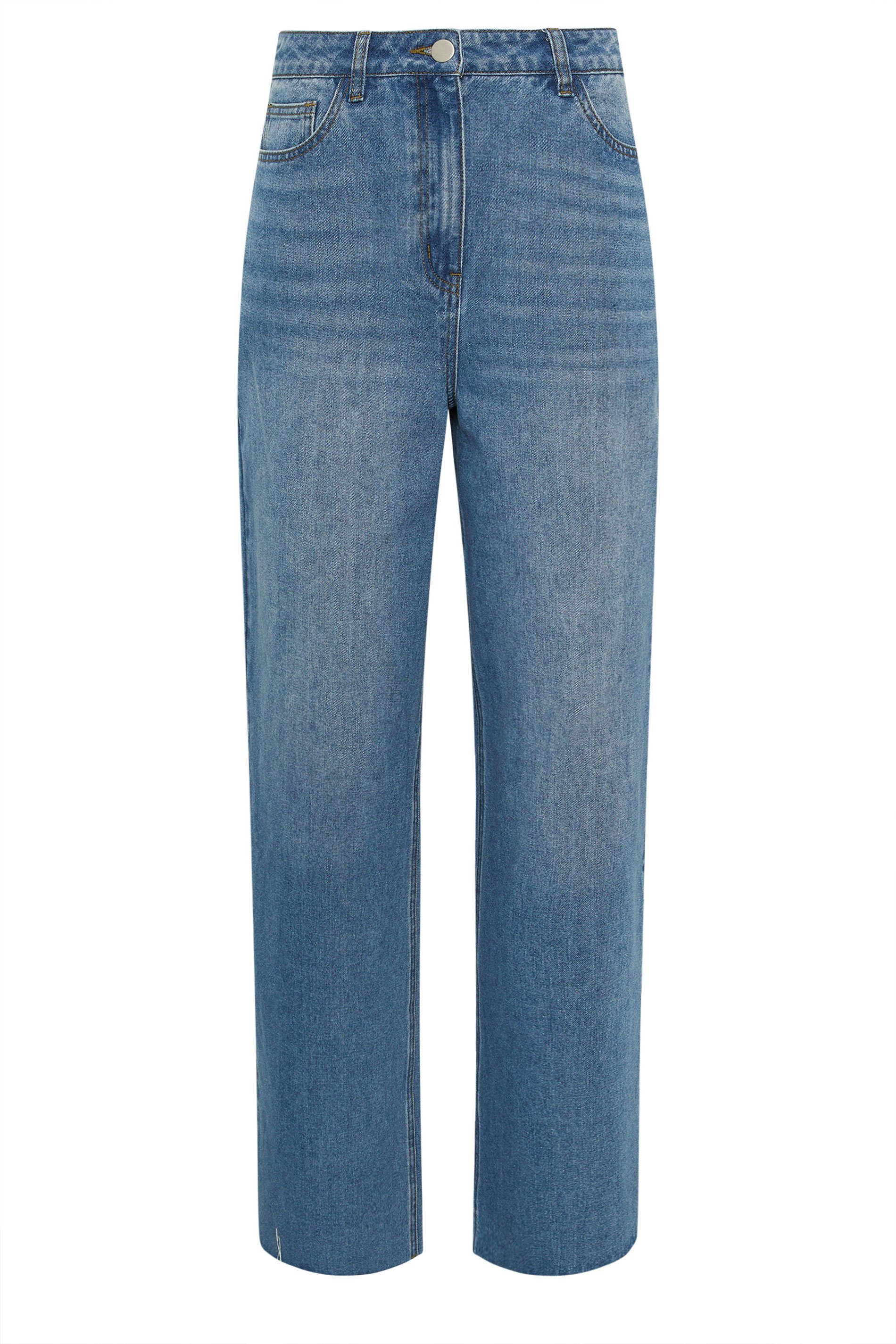 LTS Tall Women's Blue Raw Hem Wide Leg Jeans | Long Tall Sally 7