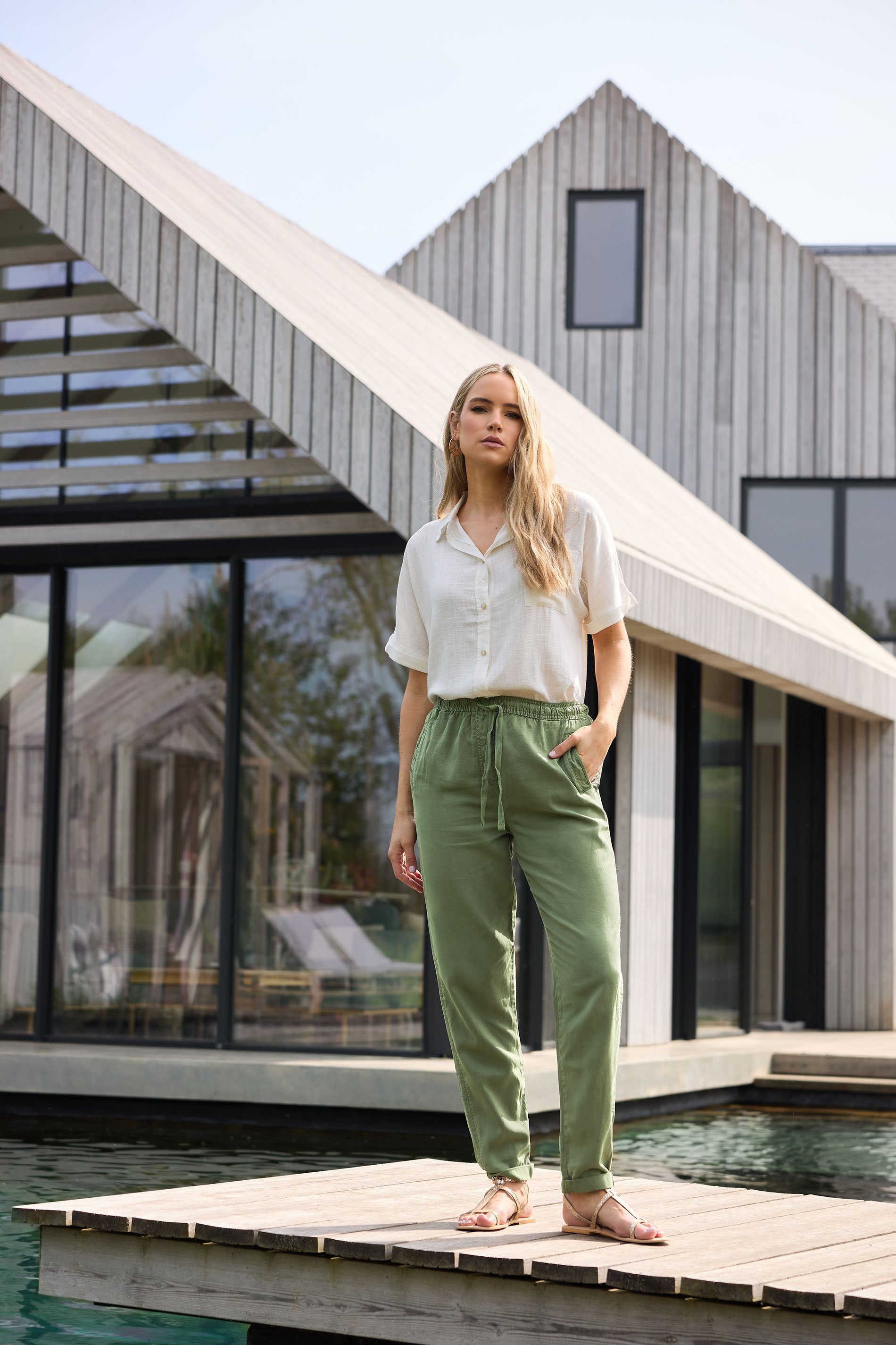 LTS Tall Green Lyocell Blend Joggers | Long Tall Sally 1